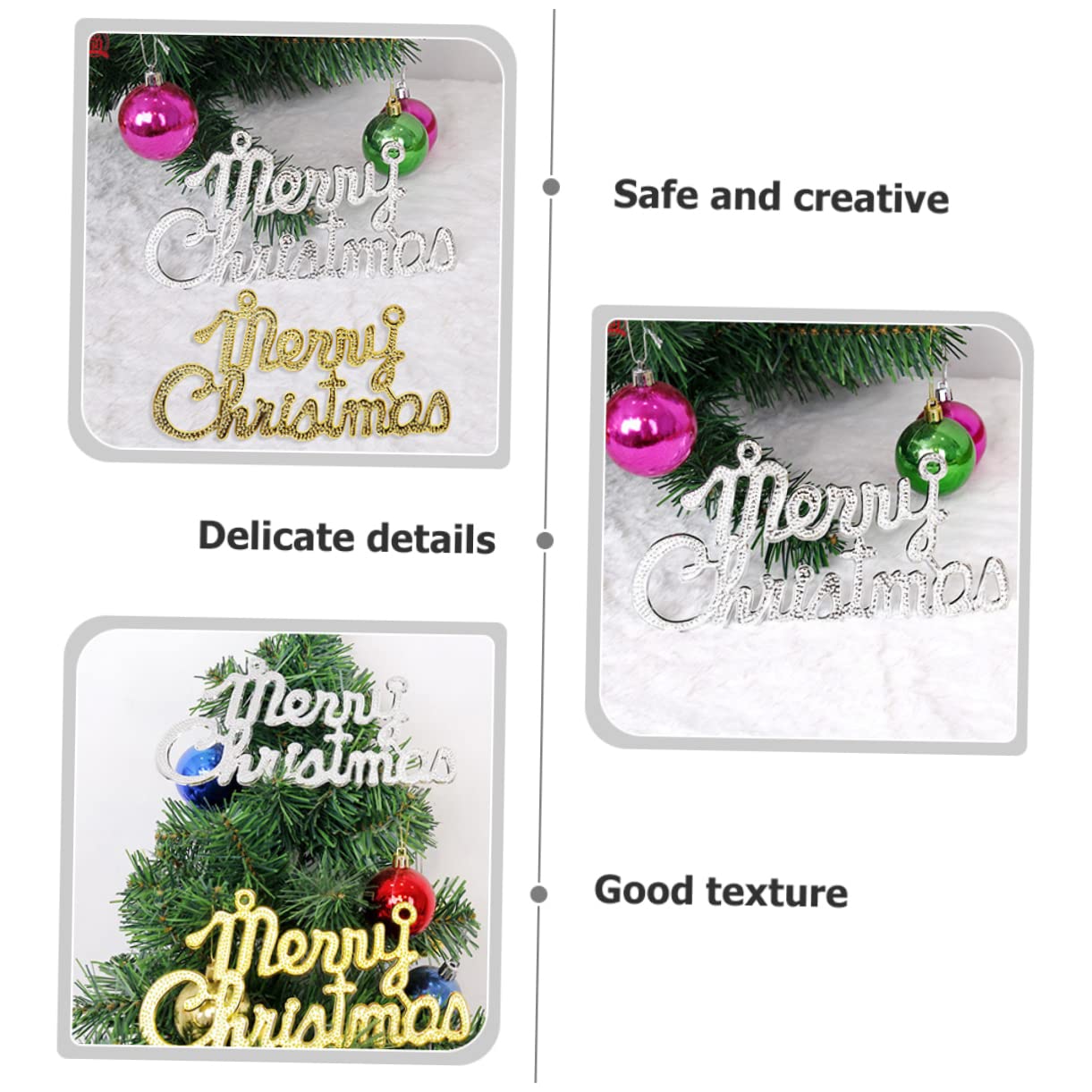 PRETYZOOM 3 Juegos De Letreros Navideños De Plástico con Texto Feliz Navidad Colgantes Navideños Guirnaldas Decorativas Adornos Ligeros para Árbol 20 Unidades X 3