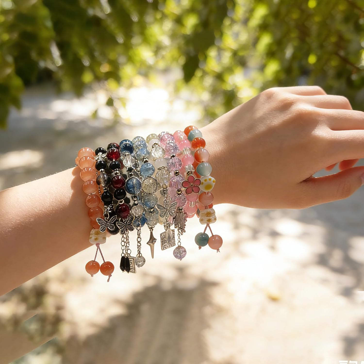 9Pcs-Beaded Bracelets for Women - Healing Stone Bracelet with Beads, Spiritual Jewelry Gifts for Daughter, Friendship, Yoga Meditation Healing Energy Jewelry, Stackable Ankle Bracelet, Boho Spiritual Gift - Image 3