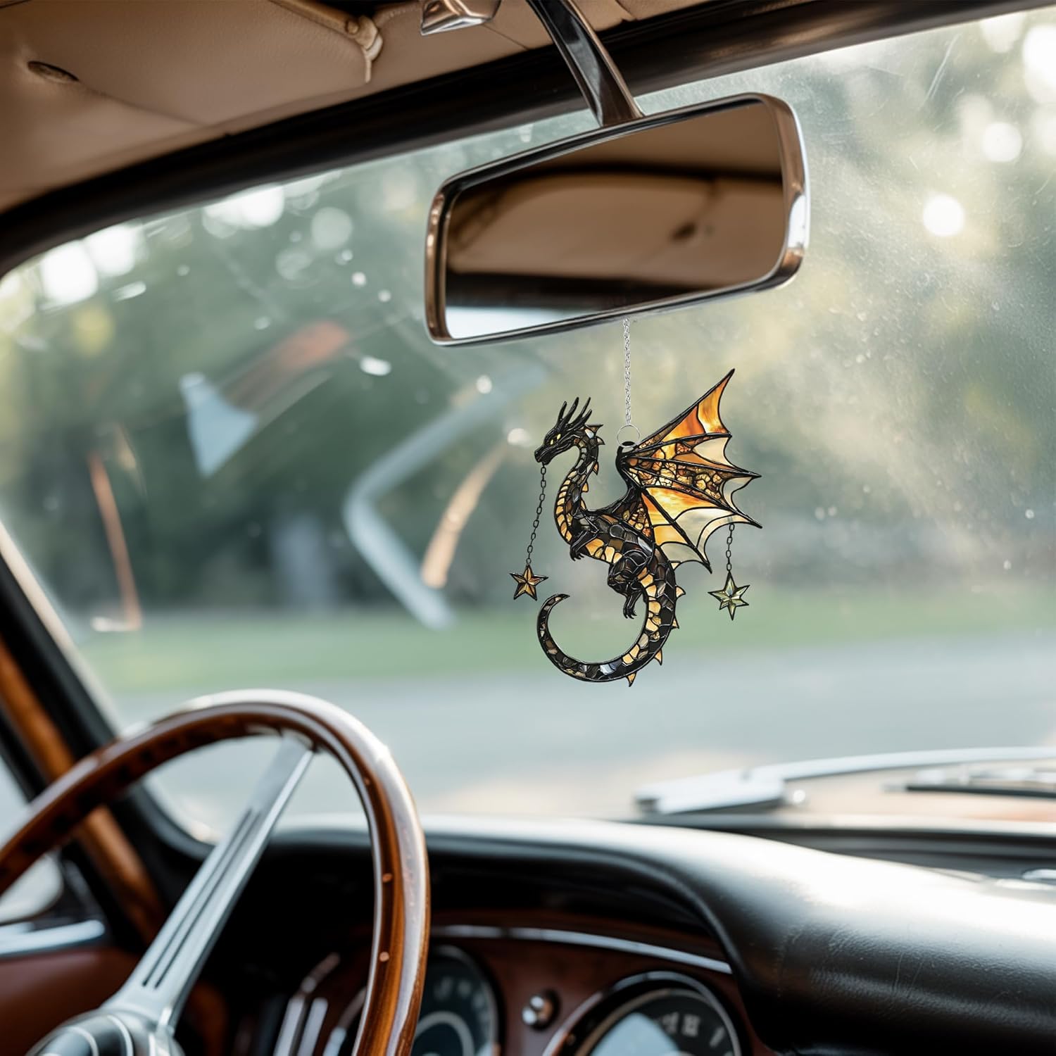 Stars Dragon Acrylic Suncatcher Stained Glass Effect Window Car Hanging Christmas Ornament Indoor Outdoor Decor Garden Sun Catcher Panel Gifts for Dragon Lover for Women Mom Grandma - Image 6