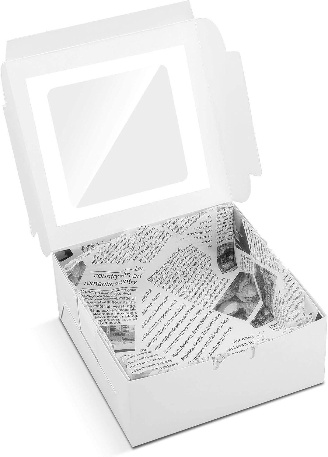 Mocunus White Bakery Boxes with Window, 6x6x3 Inch, for Pastry, Dessert, Pies Packaging, 30 Pack