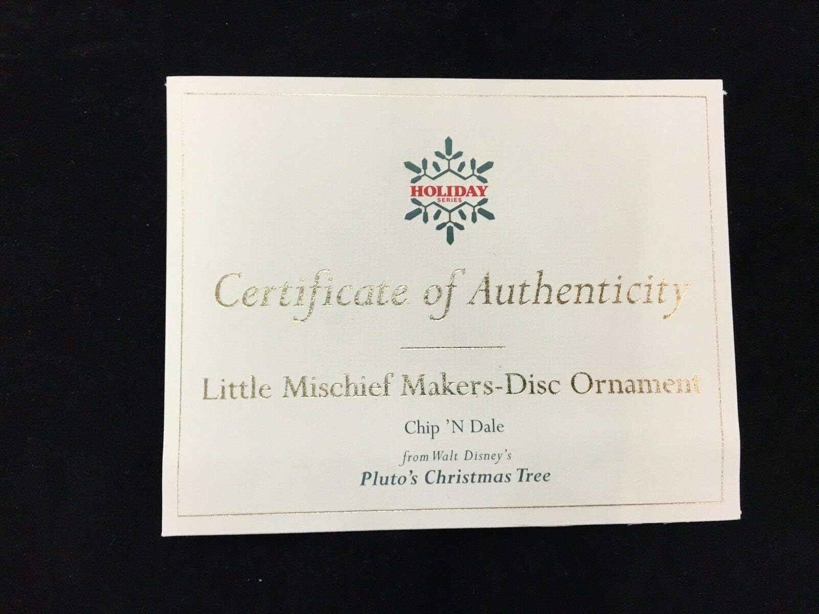 WDCC Disney Certificate of Authenticity"Little Mischief Makers" Chip 'N Dale