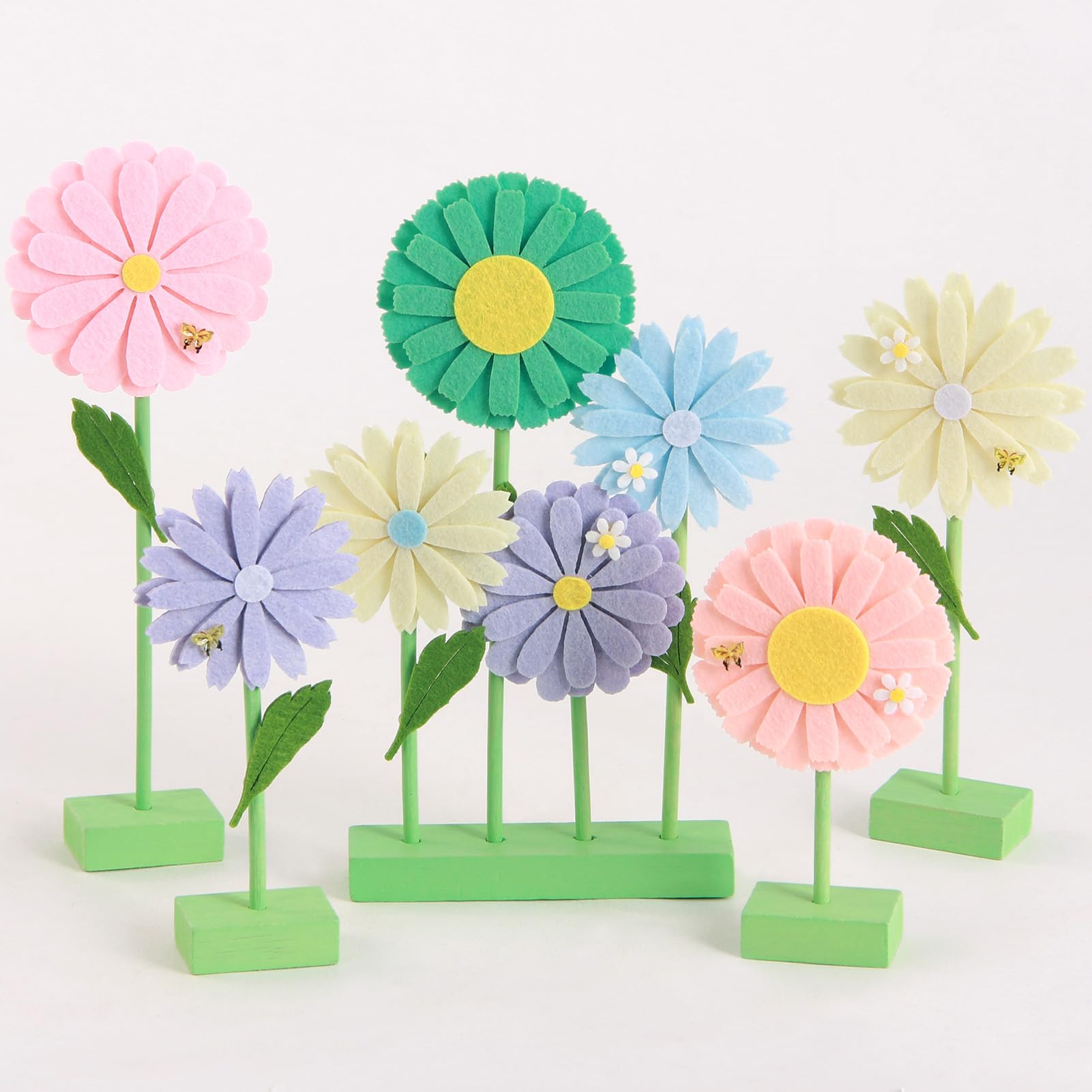 SUNBEAUTY 8 PCS Daisy Felt Centerpieces for Tables Flower Birthday Party Decorations Daisy Birthday Party Decorations Pastel Daisy Decorations for