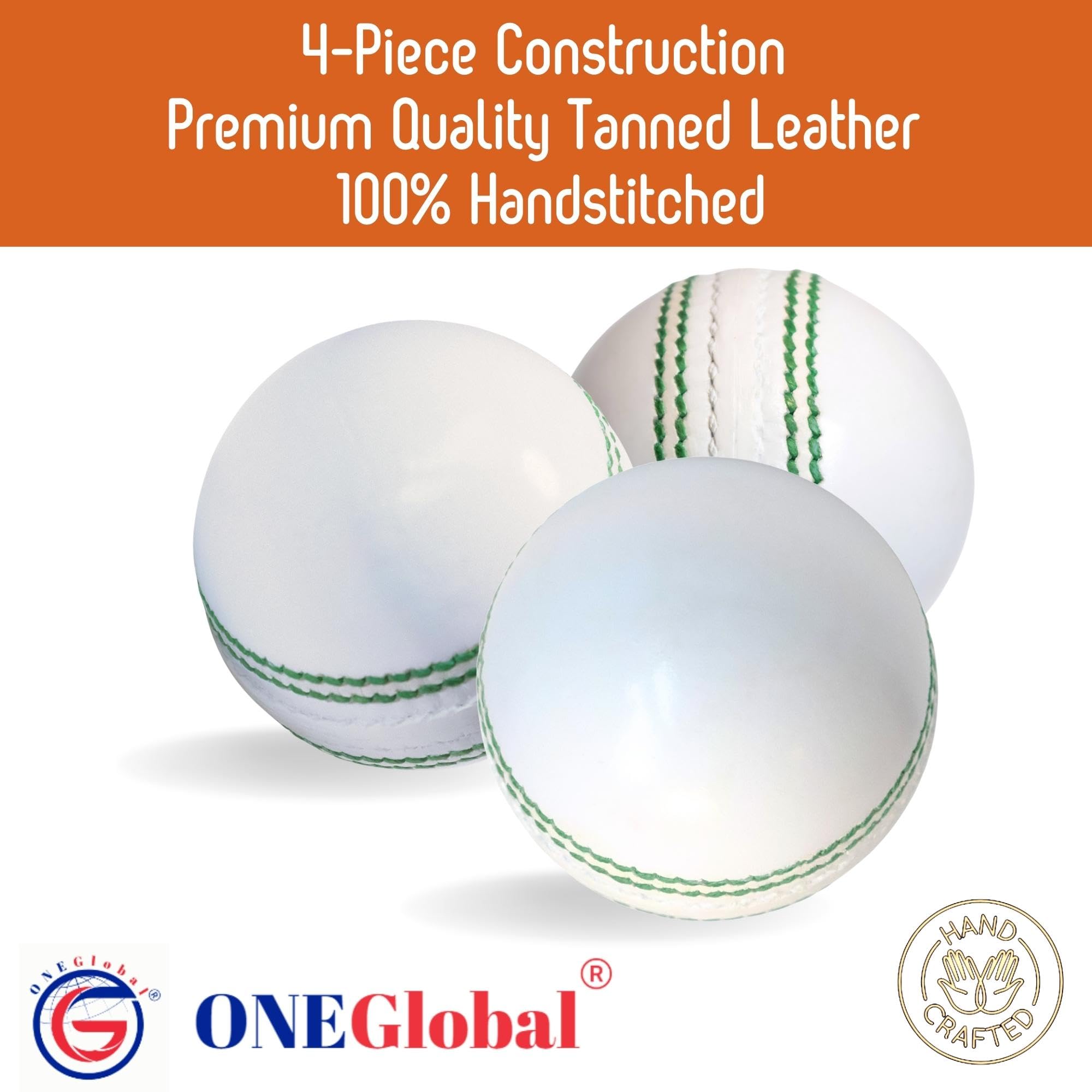 Premium Leather Cricket Ball | 100% Handcrafted, 156g - 5.5oz, 4-Piece Construction & Premium Tanned Leather | Ideal for League Matches, Tournaments, Net Practice