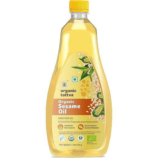 Organic Tattva Organic Sesame Oil 1 Litre Unrefined Safed Ti