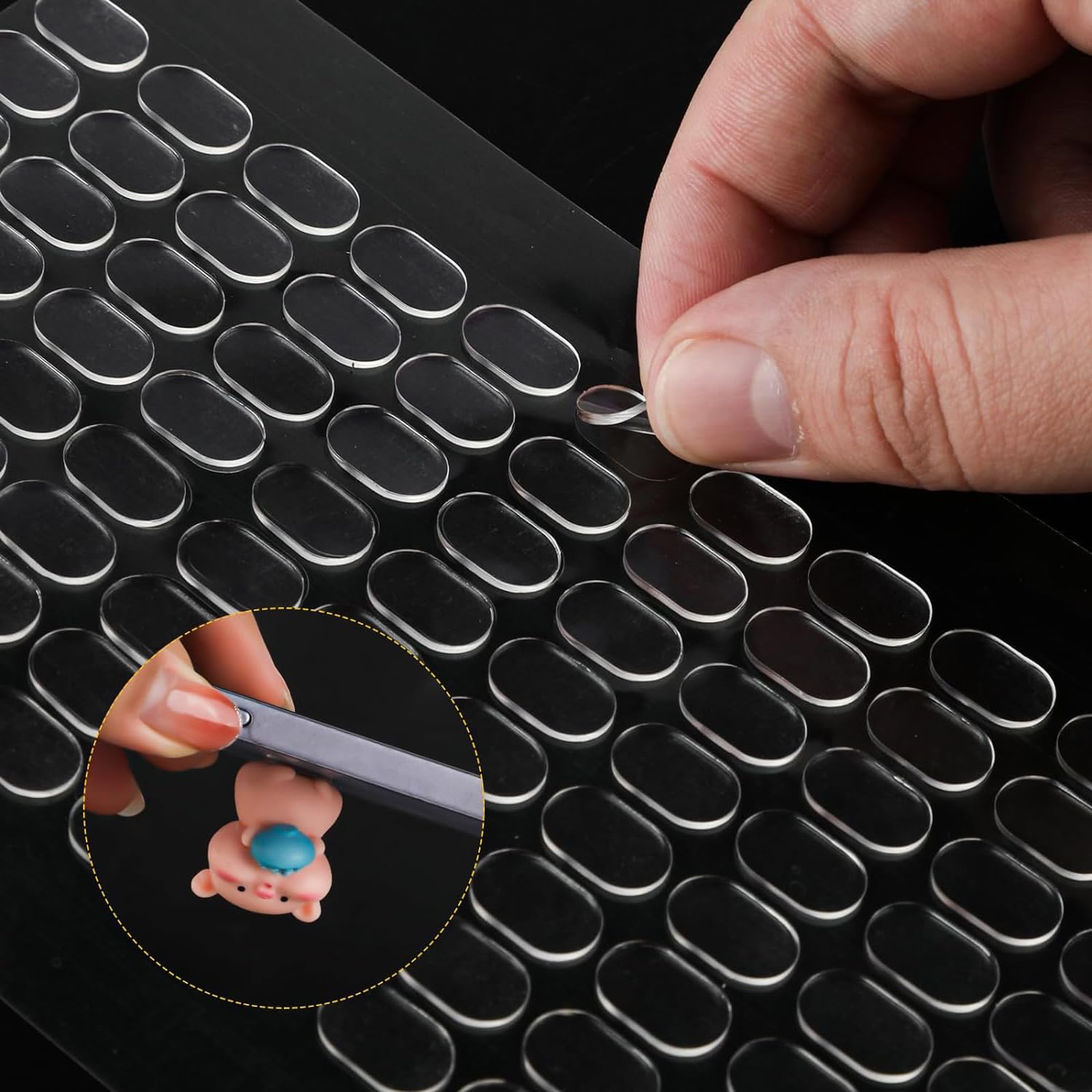 FXHDC-M 500pcs Clear Sticky Tack No Trace Earthquake Putty Adhesive Mounting 0.31"*0.51" Museum Action Figures Putty Clear Removable Gel Sticky Dots