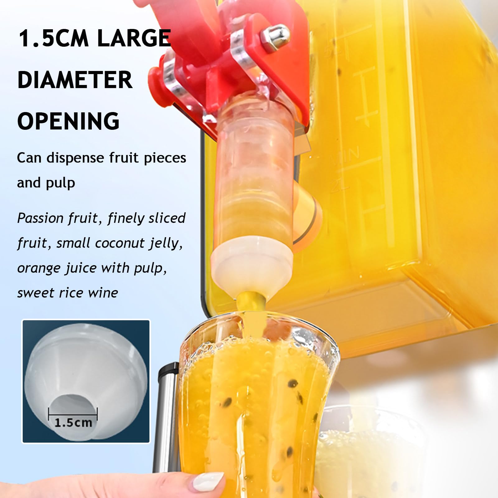 Distributore commerciale di succhi con termostato, dispenser per bevande in acciaio inox, per caffè, ristorante, bar, tè freddo e bevande fredde, 5 galloni