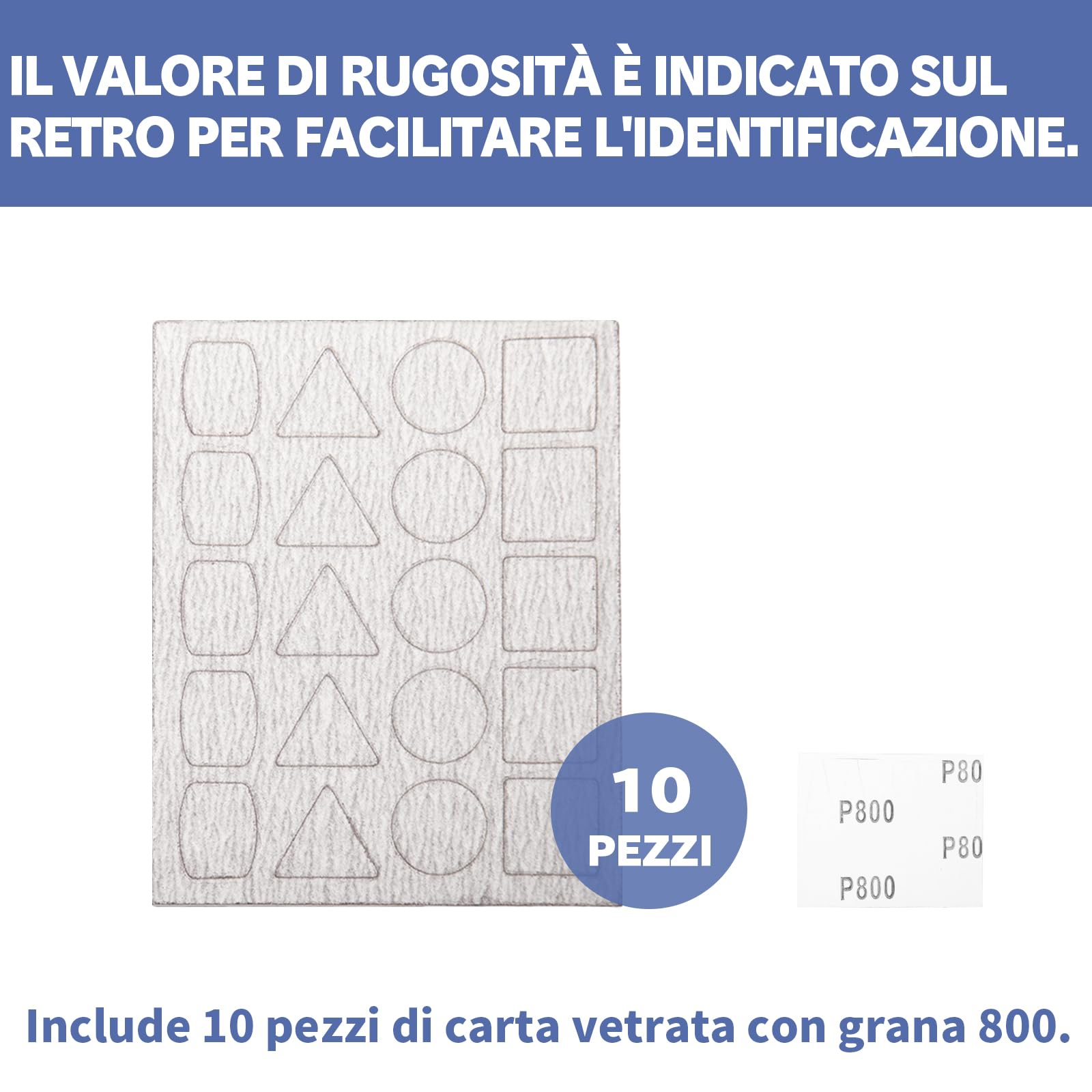 Bucasso Carta abrasiva per levigatrice a penna PLH-1000, PLH-2000, 180/240/400/800/1000 Grane Ciascuno 10 pezzi con ciascuno 20 tamponi