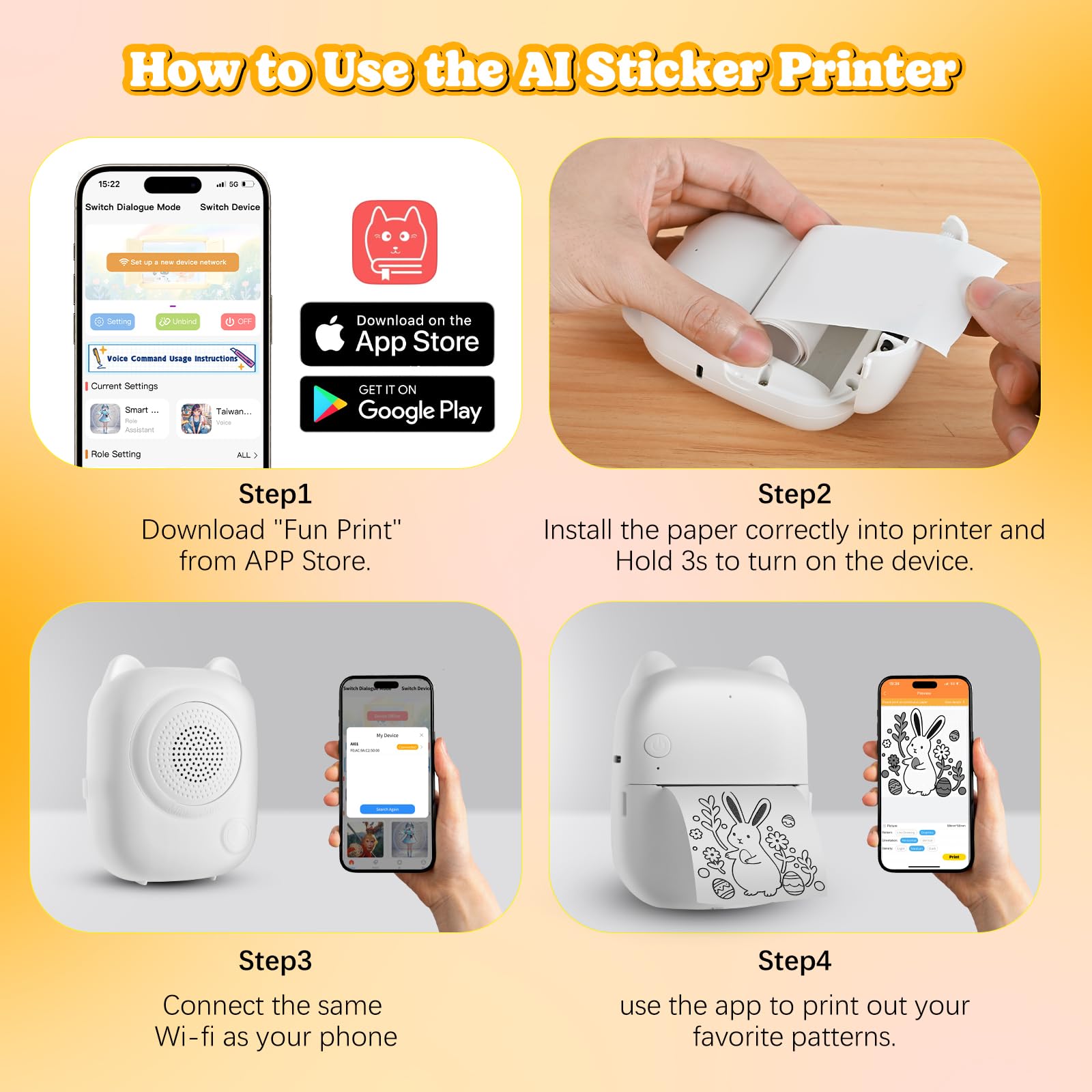 Mini Impresora Térmica Portátil Sin Tinta, Compatible con iOS y Android | Impresión AI, notas de estudio, diario creativo, manualidades DIY, regalo ideal, conexión móvil