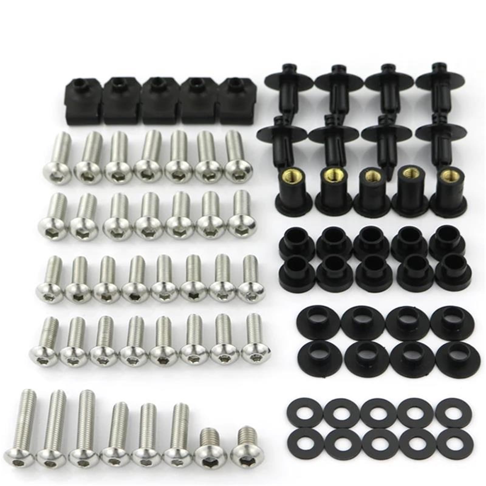 Für CBR600RR CBR 600RR 2007 2008 2009 2010 2011 2012 Motorrad Vollverkleidungsschraubensatz Schrauben Karosserieverkleidungsclips(Silber)