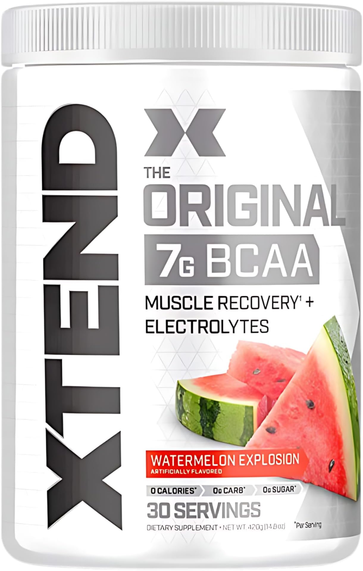 XTEND Original BCAA Powder Watermelon Explosion - ZERO CALORIE, ZERO CARB, ZERO SUGAR - Post Workout Muscle Recovery Drink with Amino Acids - 7g BCAAs for Men & Women - 30 Servings