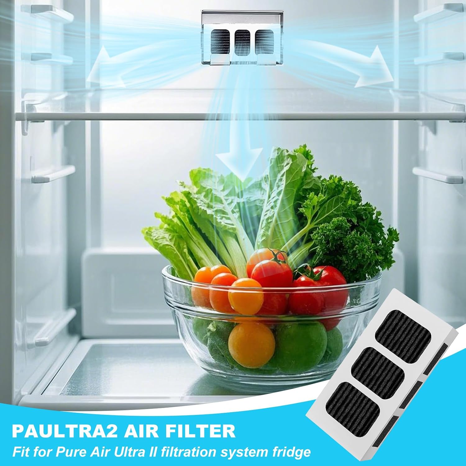 Paultra2 Refrigerator Air Filter, Refrigerator Air Filter Replacement Compatible with Frigidaire Pureair Ultra 2, Pure Air Ultra II, Electrolux Part 242047805, 5303918847, 4 Pack