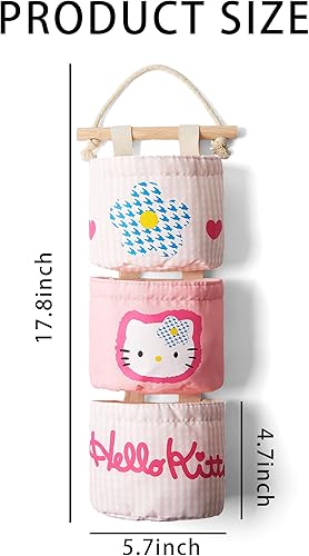 Miniatura 3 de Puiyuyt Bonita bolsa de almacenamiento para colgar en el armario de pared  3 bolsillos sobre la puerta y la pared bolsas de almacenamiento para el