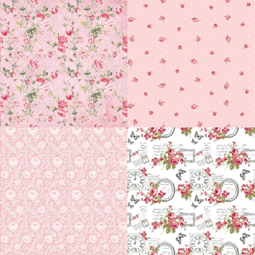 Amazon.com : Scrapbook Paper, 24 Sheets Rose Floral Craft