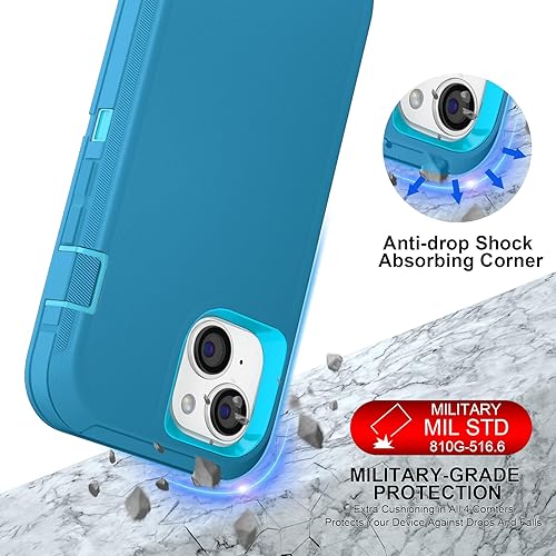 Miniatura 5 de Funda para iPhone 13 (6.1 pulgadas), con 2 protectores de pantalla de vidrio templado + 2 protectores de lente de cámara protección contra caídas de