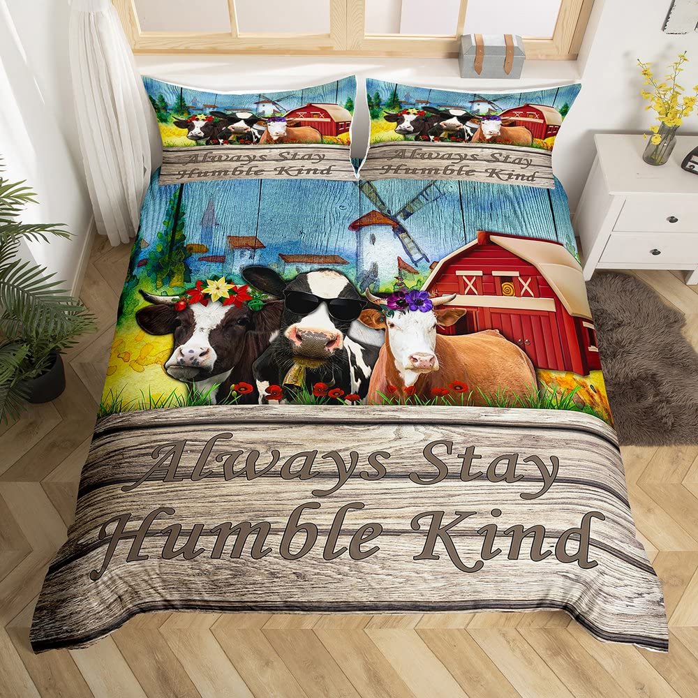 Ensemble de literie 3D de qualité supérieure motif paysage de ferme en bois