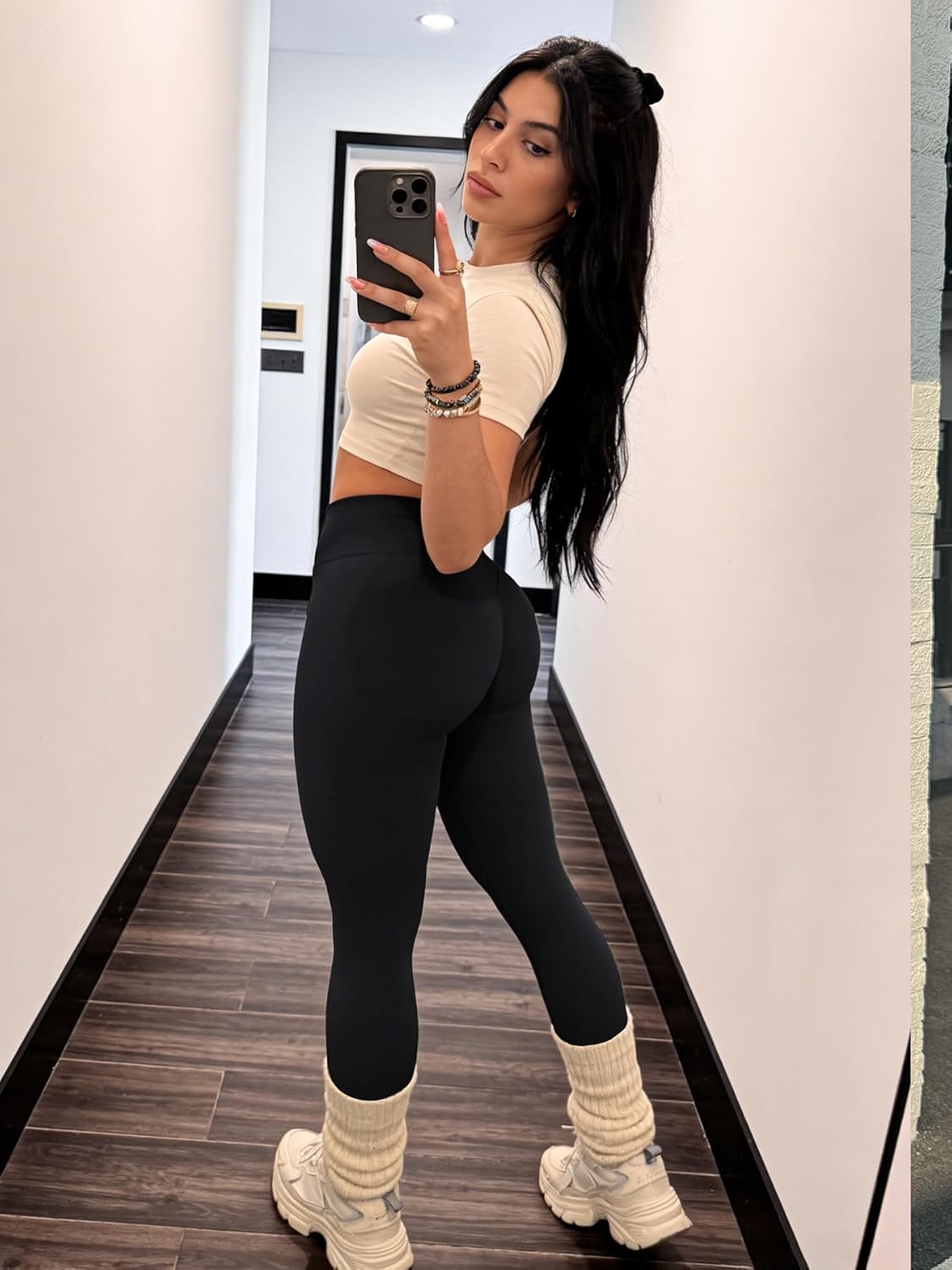 YEOREO Butt Lifting Leggings for Women Seamless Hidden Scrunch Workout Leggings 24" Baderiy Gym Yoga Booty Pants - Image 6