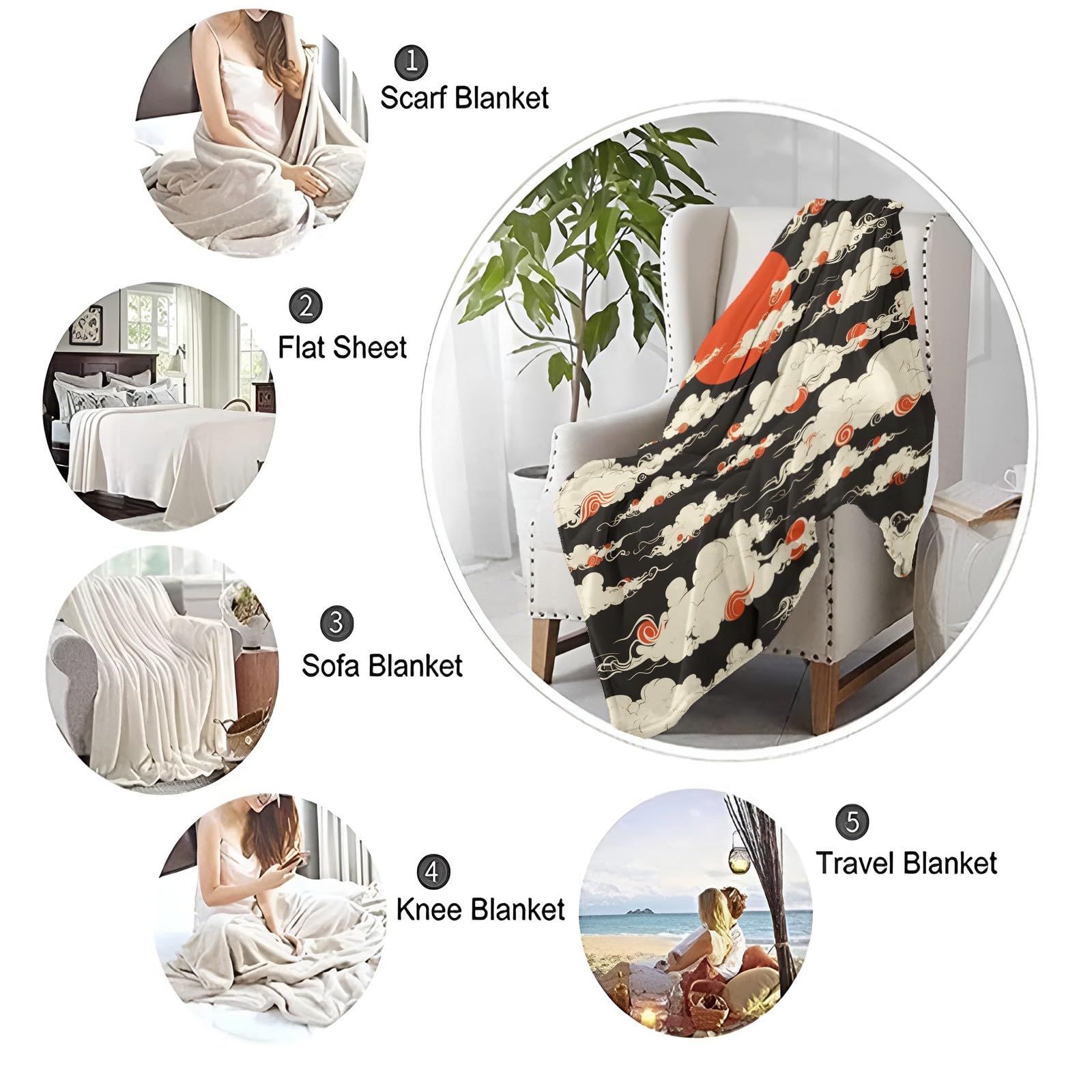 Couverture Polaire 150x200 cm Nuages ​​​​De Soleil Plaid Couverture Sherpa en Microfibre Douce, Couverture en Flanelle Chaude Et Confortable, 3D Jeté de Canapé