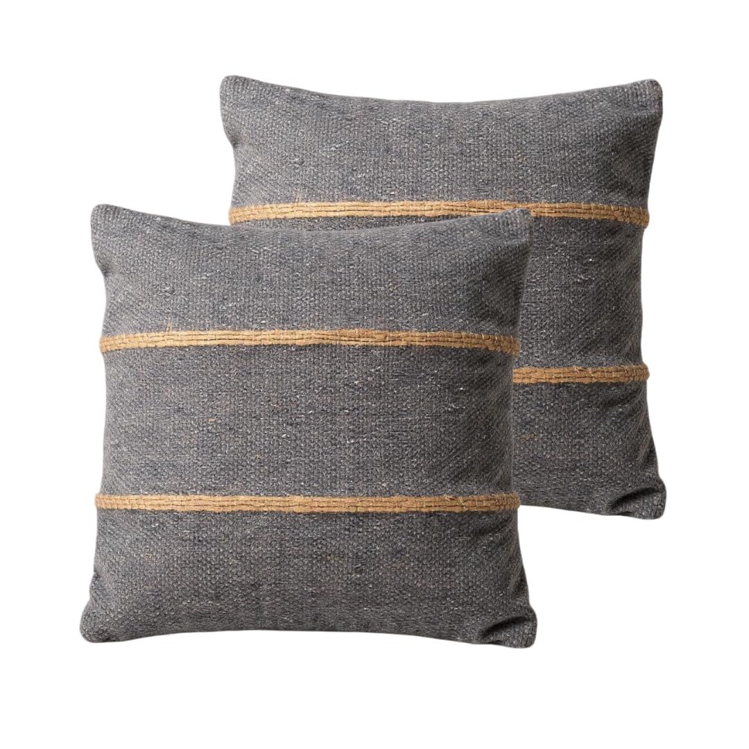 Coussin Coton et Jute Atout Ciel Gris 45x45 cm de Qualité Supérieure