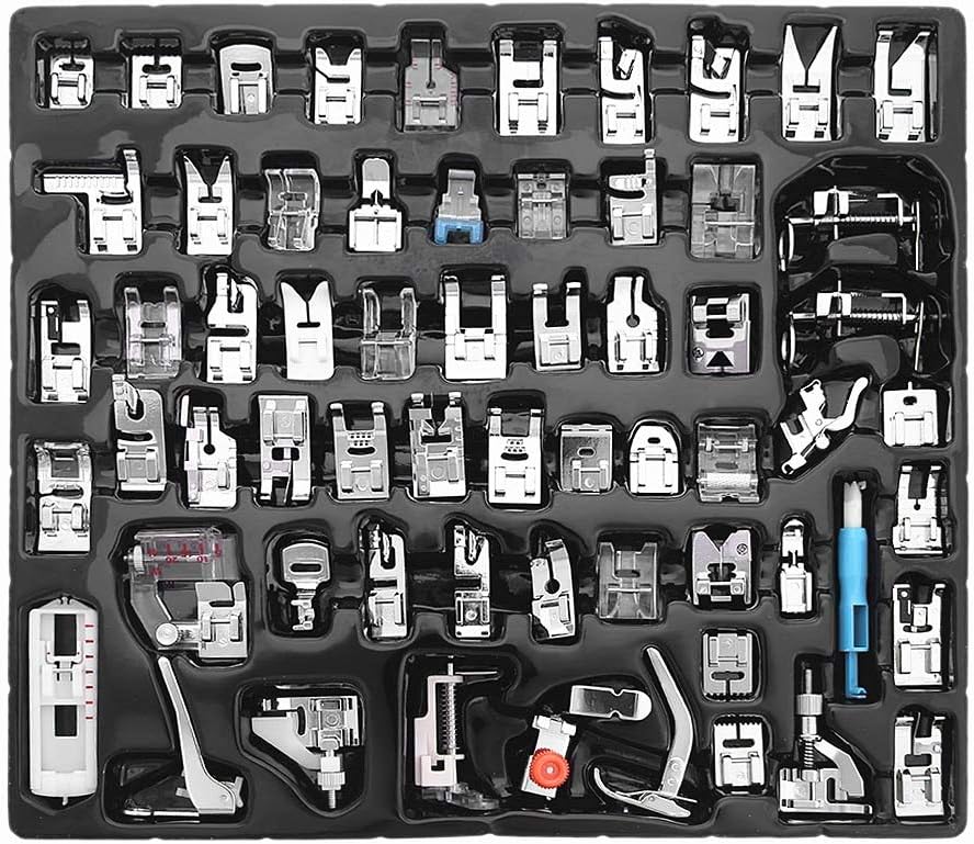 Domestic Sewing Foot Presser Feet Set for Singer, Brother, Janome,Kenmore, Babylock,Elna,Toyota,New Home,Simplicity and Low Shank Sewing Machines 62 PCS EW-46