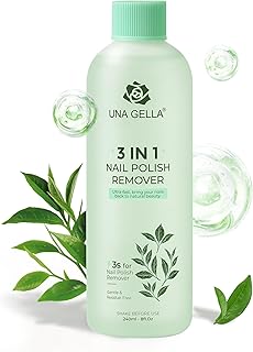 UNA GELLA Nail Polish Remover, Soak Off Acetone Polish Remover For Nails With Easy Use Cap, Healthy Formula Works For Nail Glue 8 Fl Oz, Green Tea Scent