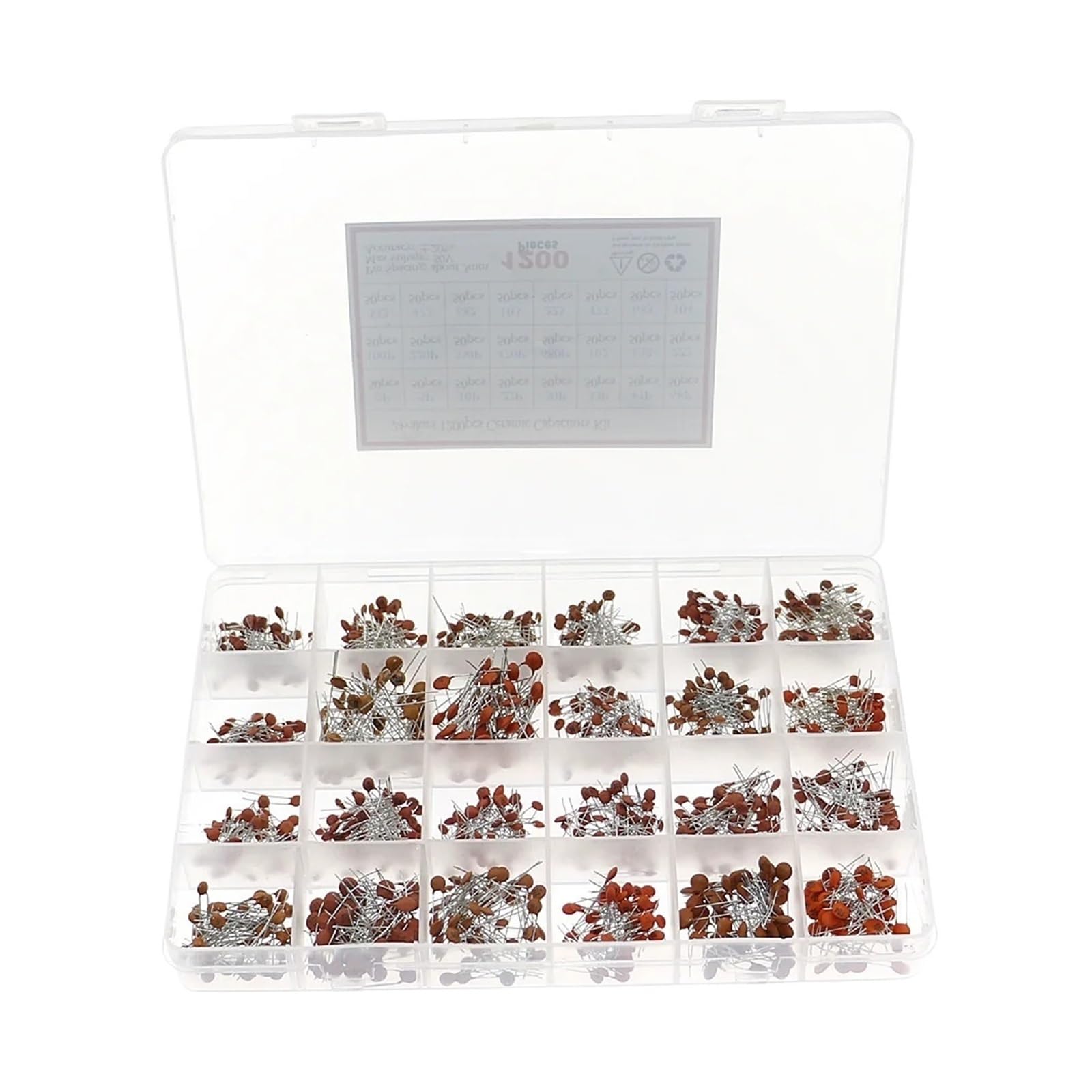 Kit surtido de condensadores cerámicos de 24 valores, juego de condensadores 2PF-0,1UF 50V, paquete electrónico 47PF 68PF 100PF 220PF