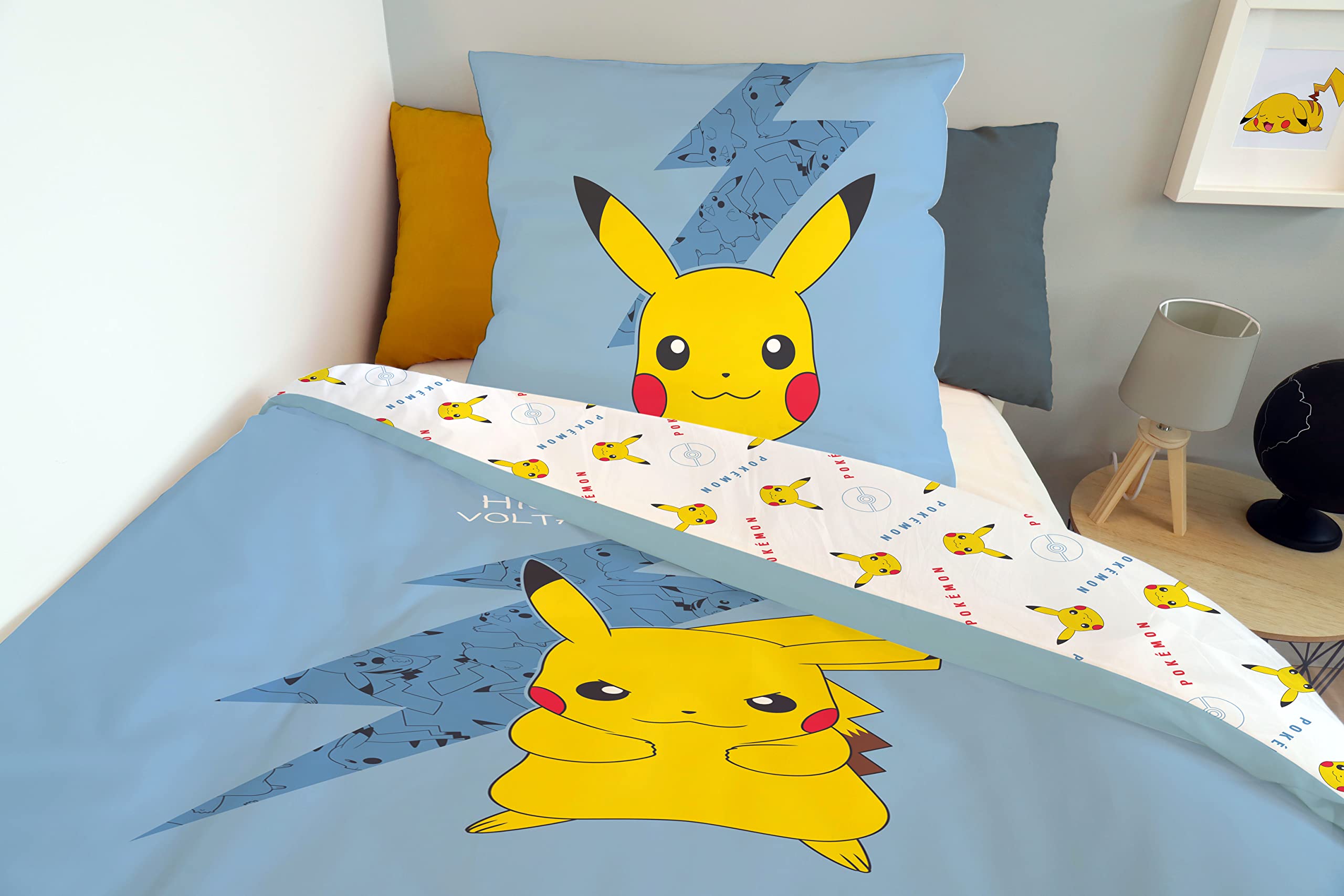 SAHINLER Créateur D'univers Housse De Couette Pikachu Pokémon 140 X 200 Cm + 1 Taie D'oreiller 63 X 63 Cm - 100% Cotton - Rose Pale