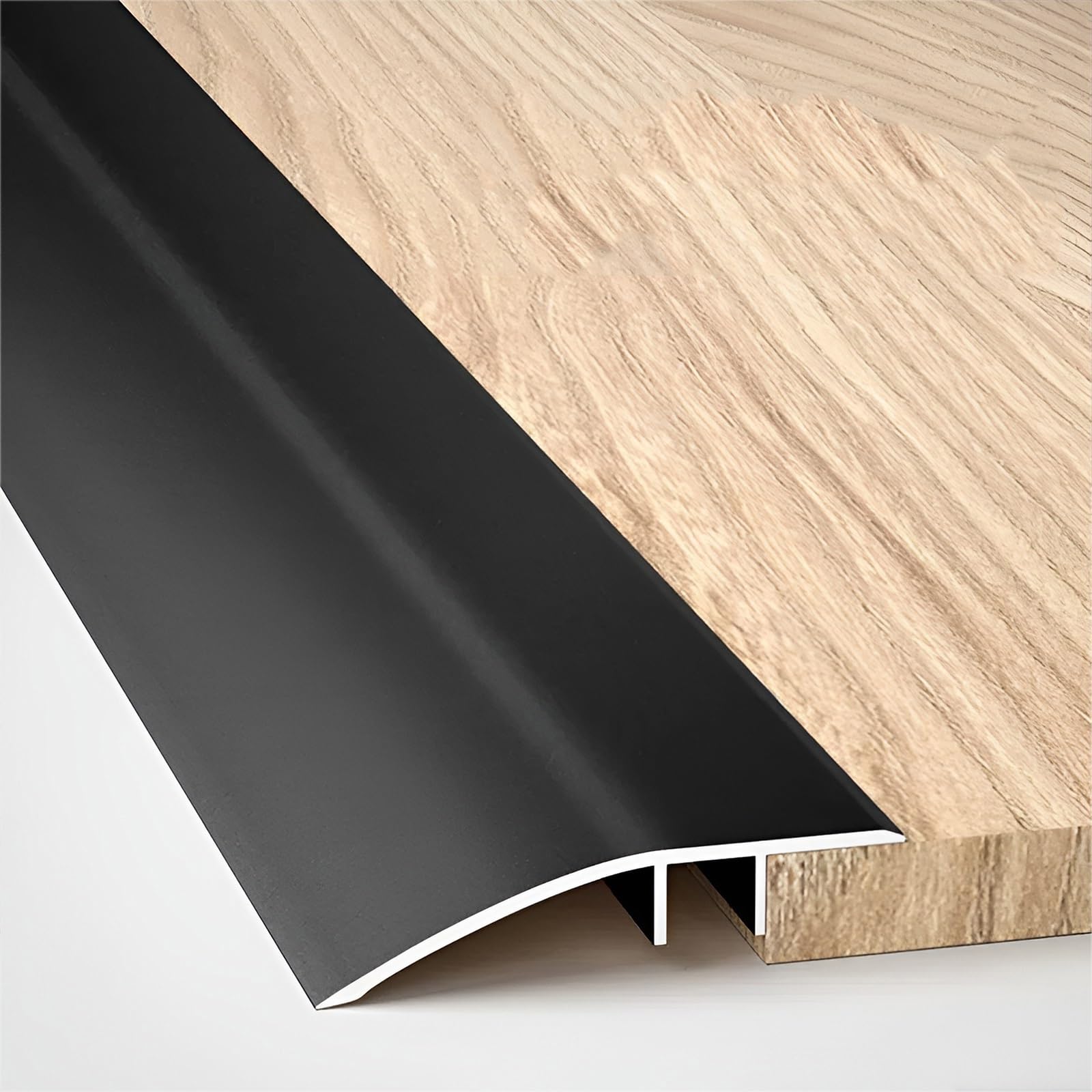 Aluminum Floor Transition Strip, Suitable For Doorways Threshold Ramp Tile Laminate Planks, Bridge The Height Between 5-15mm(Black)