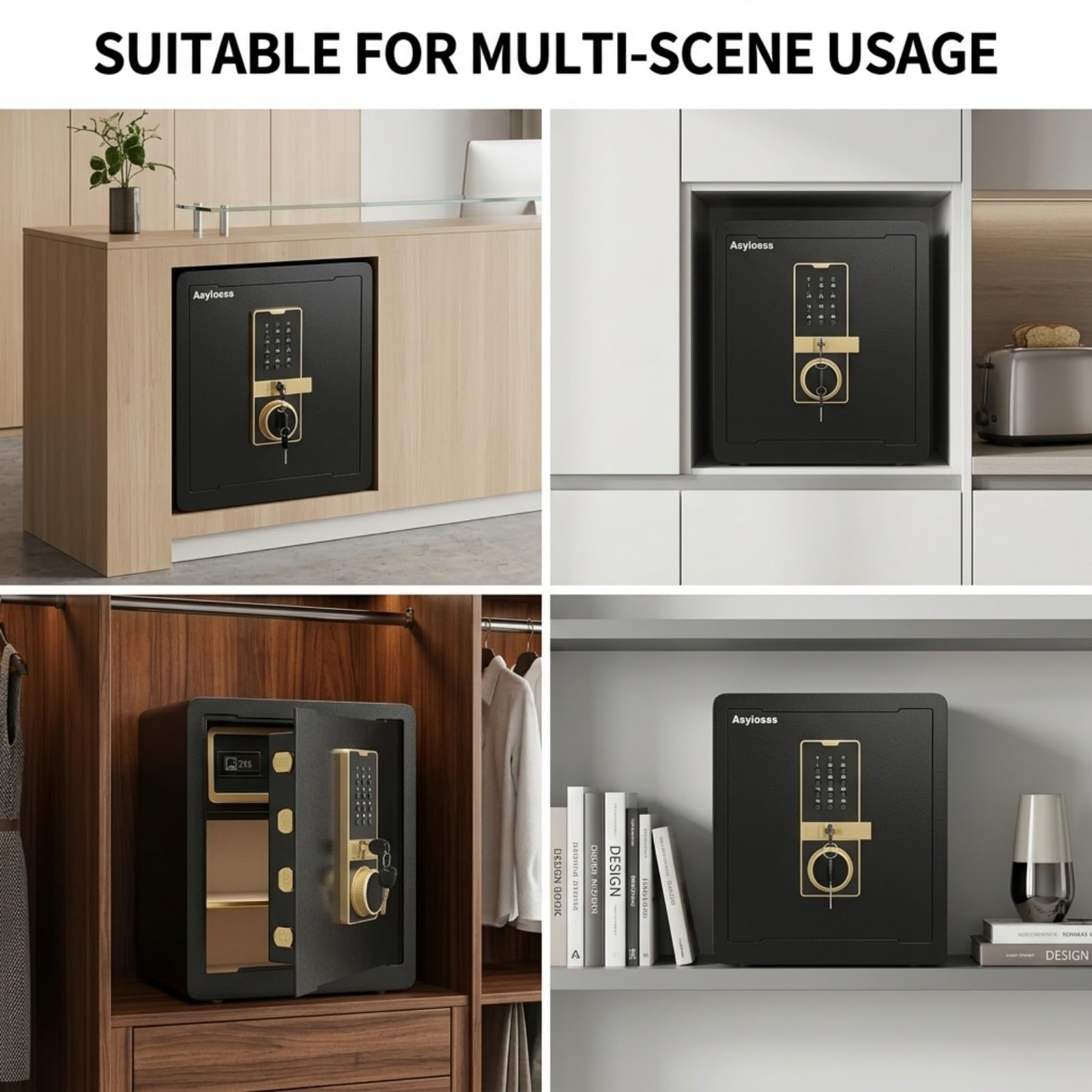 2.0 Cub Safe Box, 44,5 cm di altezza, cassaforte ignifuga con tastiera, chiavi di ricambio e sistema di allarme, cassaforte digitale per documenti, denaro, medicinali