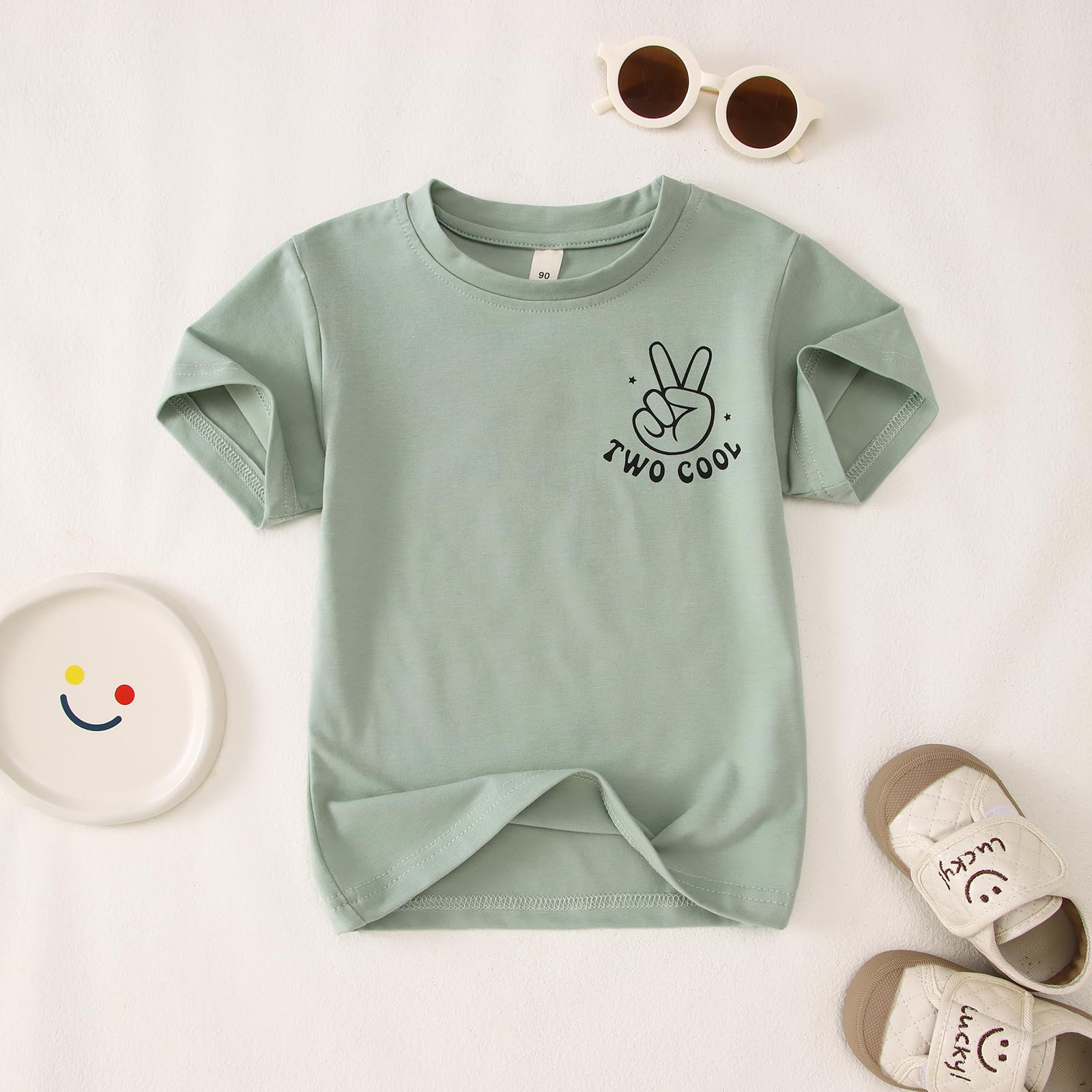 Camiseta para niño de 2 cumpleaños, camiseta para niños pequeños con letras impresora segundo cumpleaños camiseta verano manga corta niño traje de promoción de algodón camiseta de bebé