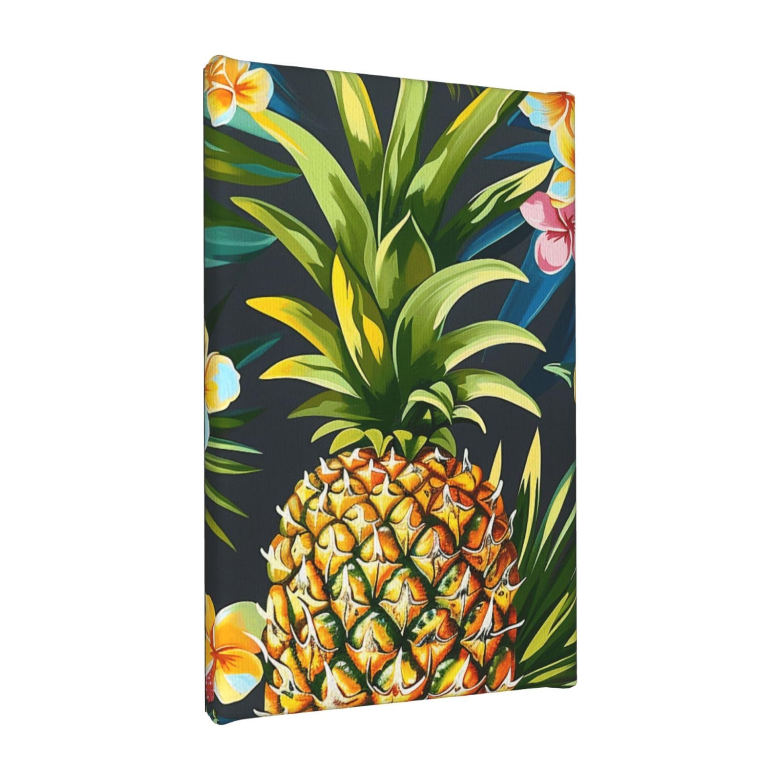 YKLJG Tropical Pineapple Hawaiian Printed Wall Art Canvas Painting 20x30 CM Wooden Framed Picture Painting Artwork Prints for Bedroom Kitchen Home Office Decor