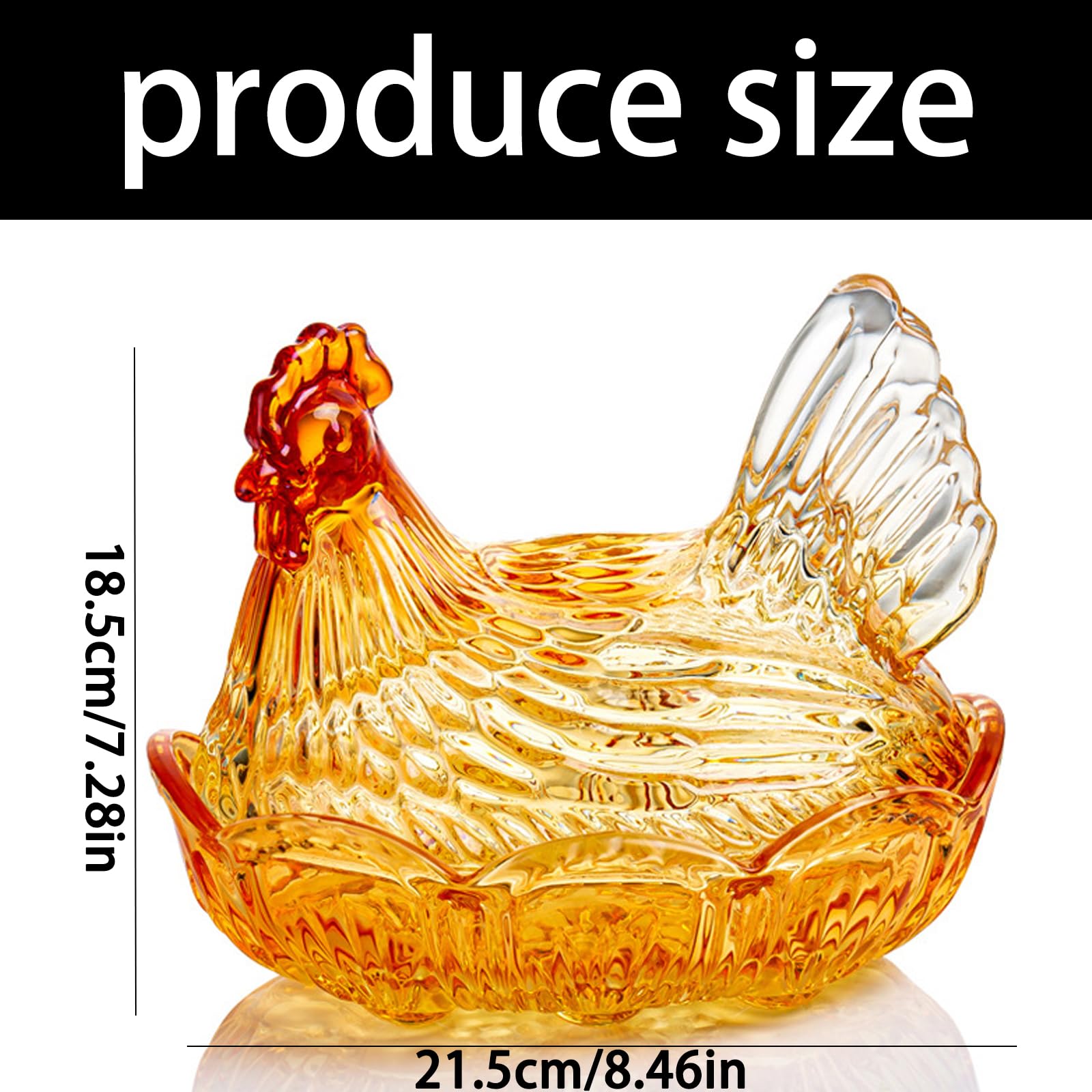 Caja de caramelos de cristal para gallina en tarros de dulces con tapa, platos de caramelo, decoración de mesa, plato de postre, tarros de regalo con tapa decorativa