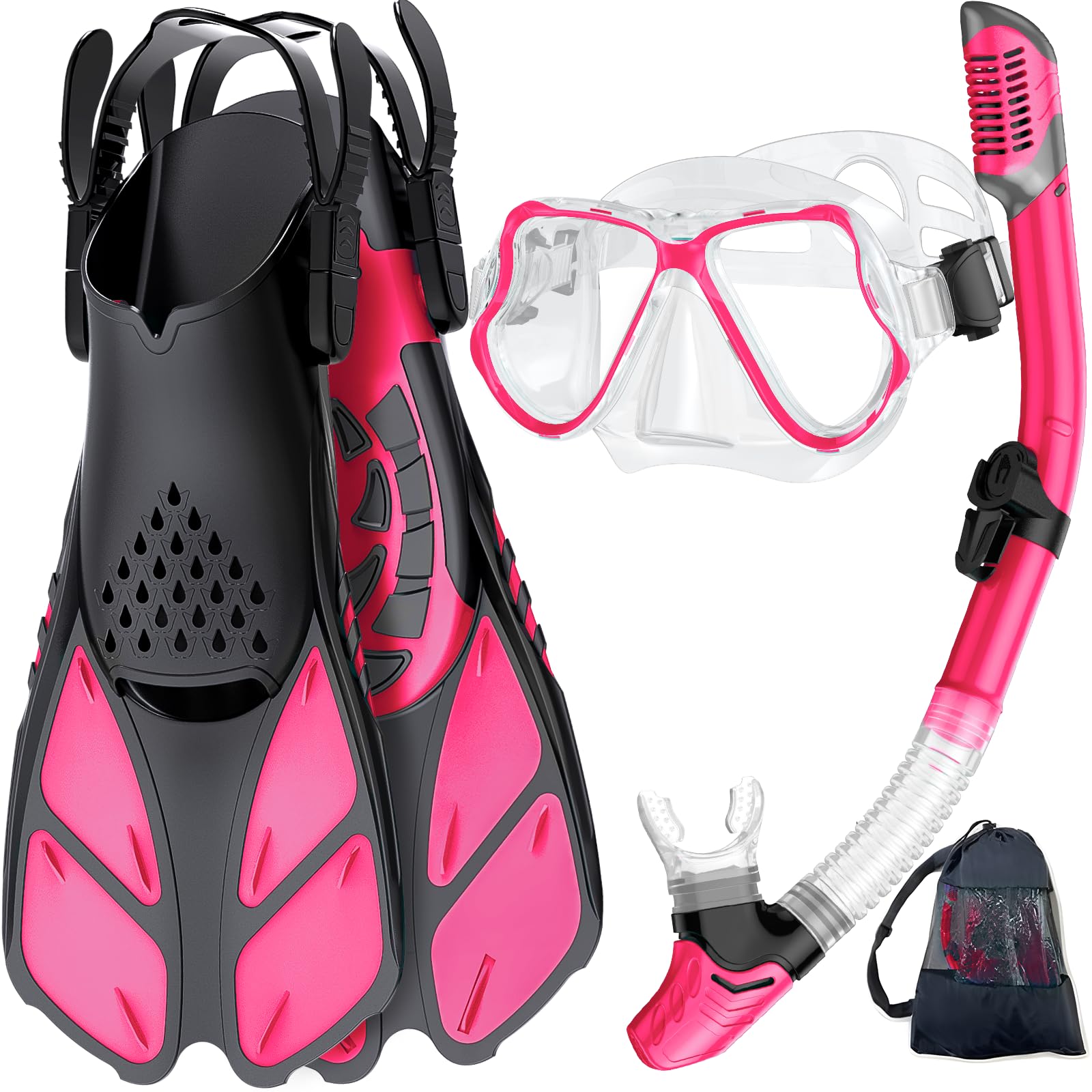 Zenoplige Snorkel Set Adults with Flippers, Snorkel Mask with Adjustable Swim Fins, Snorkelling Packages with Carrying Bag for Beginners and Snorkelers — image 1
