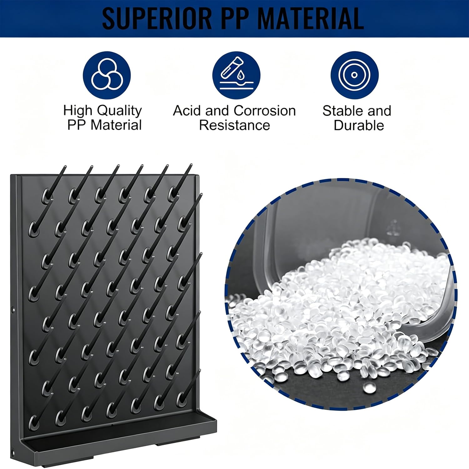 Rejilla De Secado Para Tablero Perforado De Laboratorio, Soporte Para Secador De Drenaje De Laboratorio Con 52 Clavijas Desmontables Y Manguera De Salida De Agua, Material PP, Para Institutos