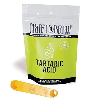Craft A Brew - Tartaric Acid - Food Grade - For At Home Brewing - For Wines & Meads - Improves Structure, Acidity & Aging Potential - Add After Fermentation is Complete - 8 oz Package