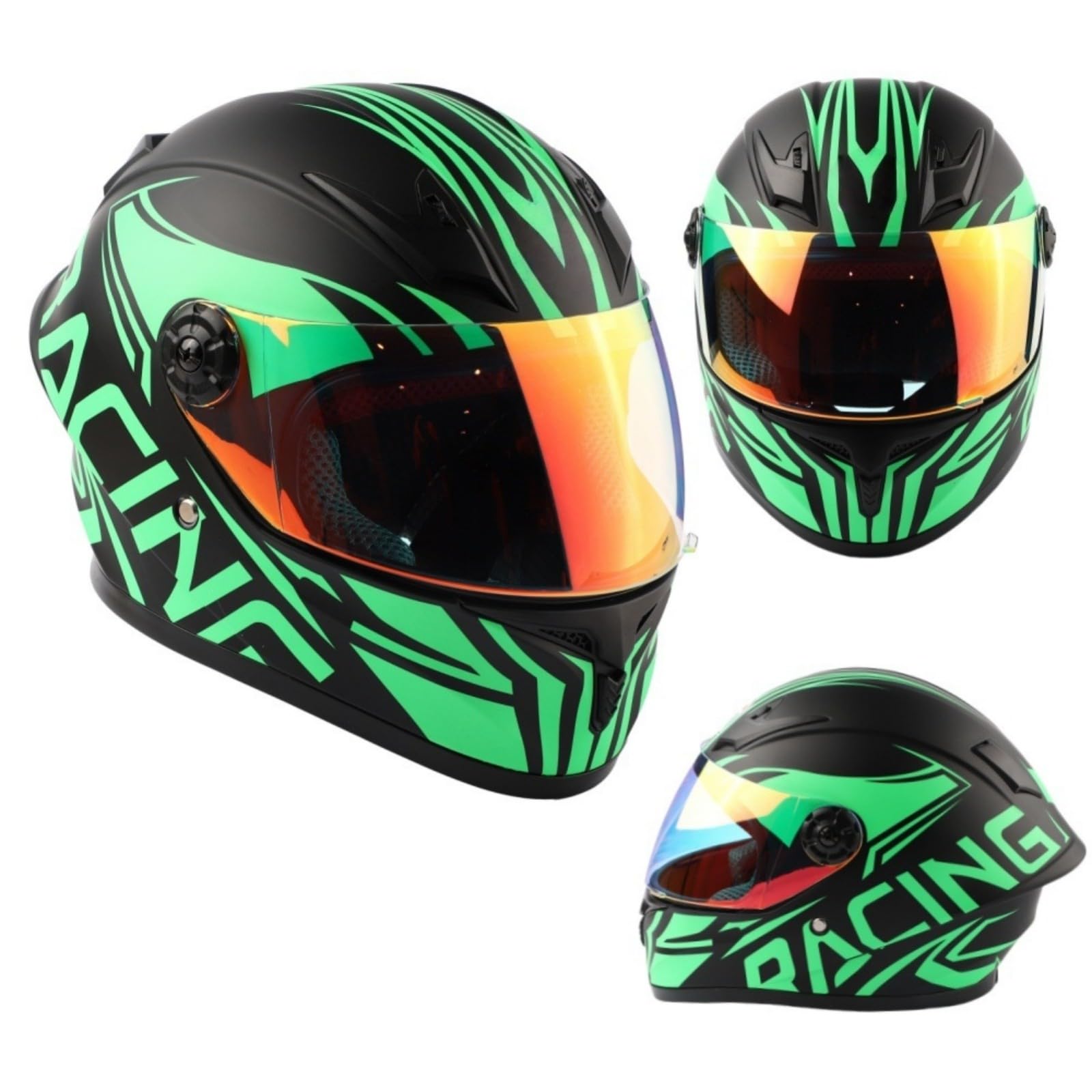 Kids Full Face Motorbike Helmet, Child All Weather Multi Purpose Helmet for Scooter, Electric Motorcycles, ECE Approved C,L(53-54CM)