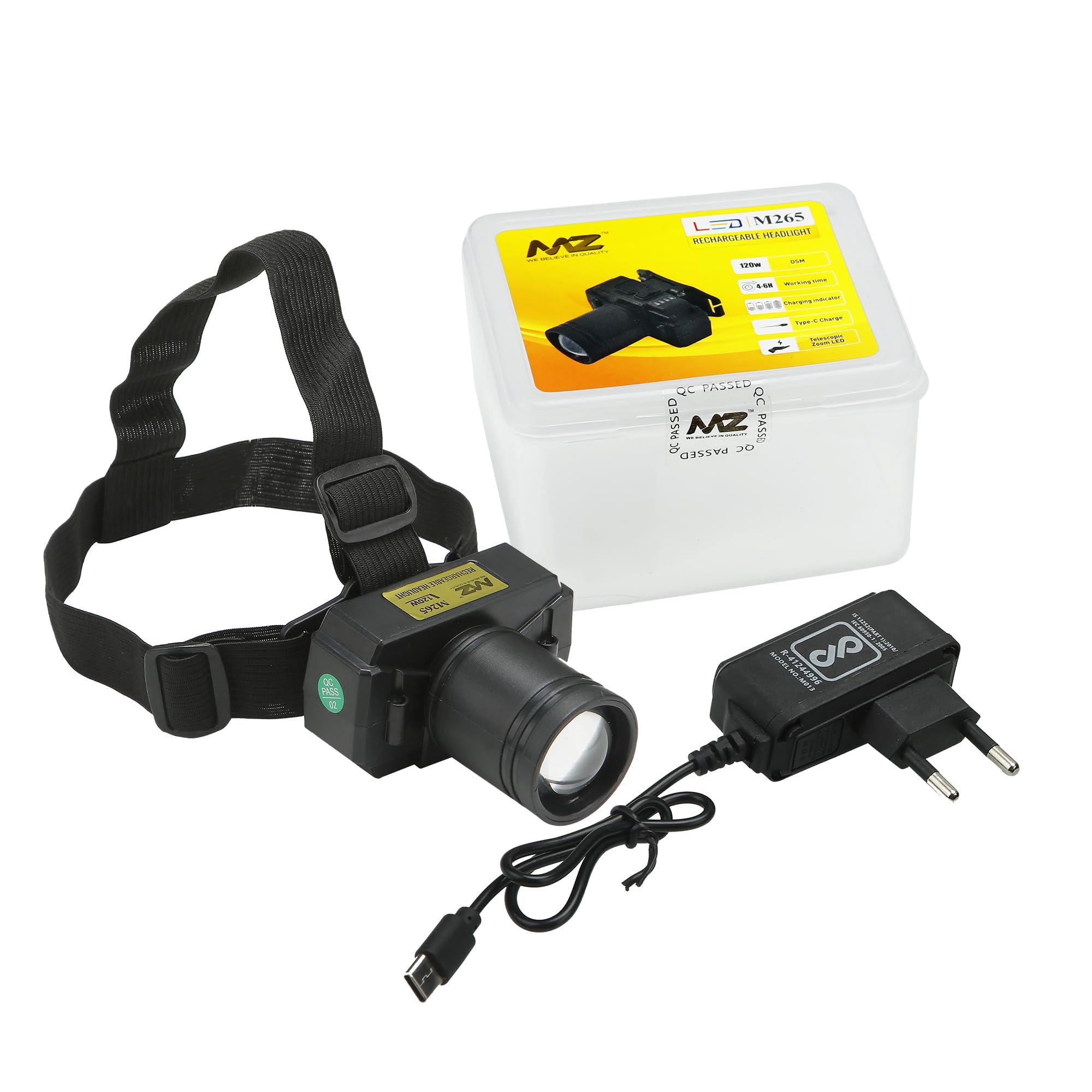 マブネイト MZ M265 (Rechargeable LED HEADLAMP) Zoomable 3 Modes, 120W Power