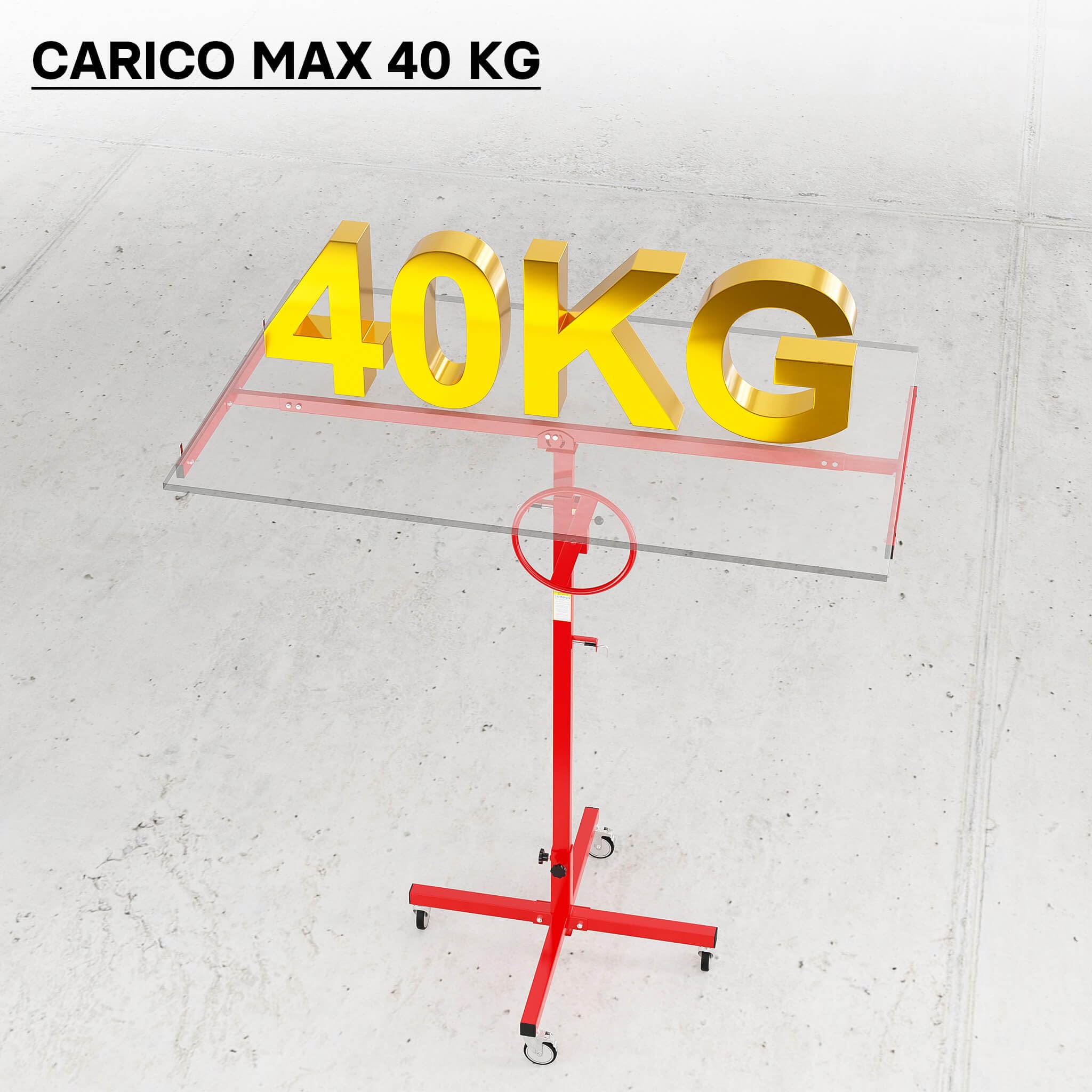 XPOtool Alzalastre per cartongesso fino a max. 40 kg, altezza 170-290 cm, ausilio di montaggio per cartongesso, sollevatore per pannelli a 4 ruote con freno di stazionamento