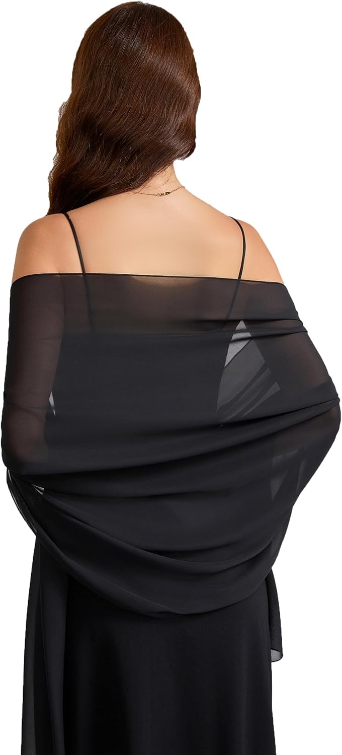 Baoqiya Women's Shawls and Wraps for Evening Dress Chiffon Shawl Soft Elegant Silky Pashmina Wedding Bridal Scarf - Image 6