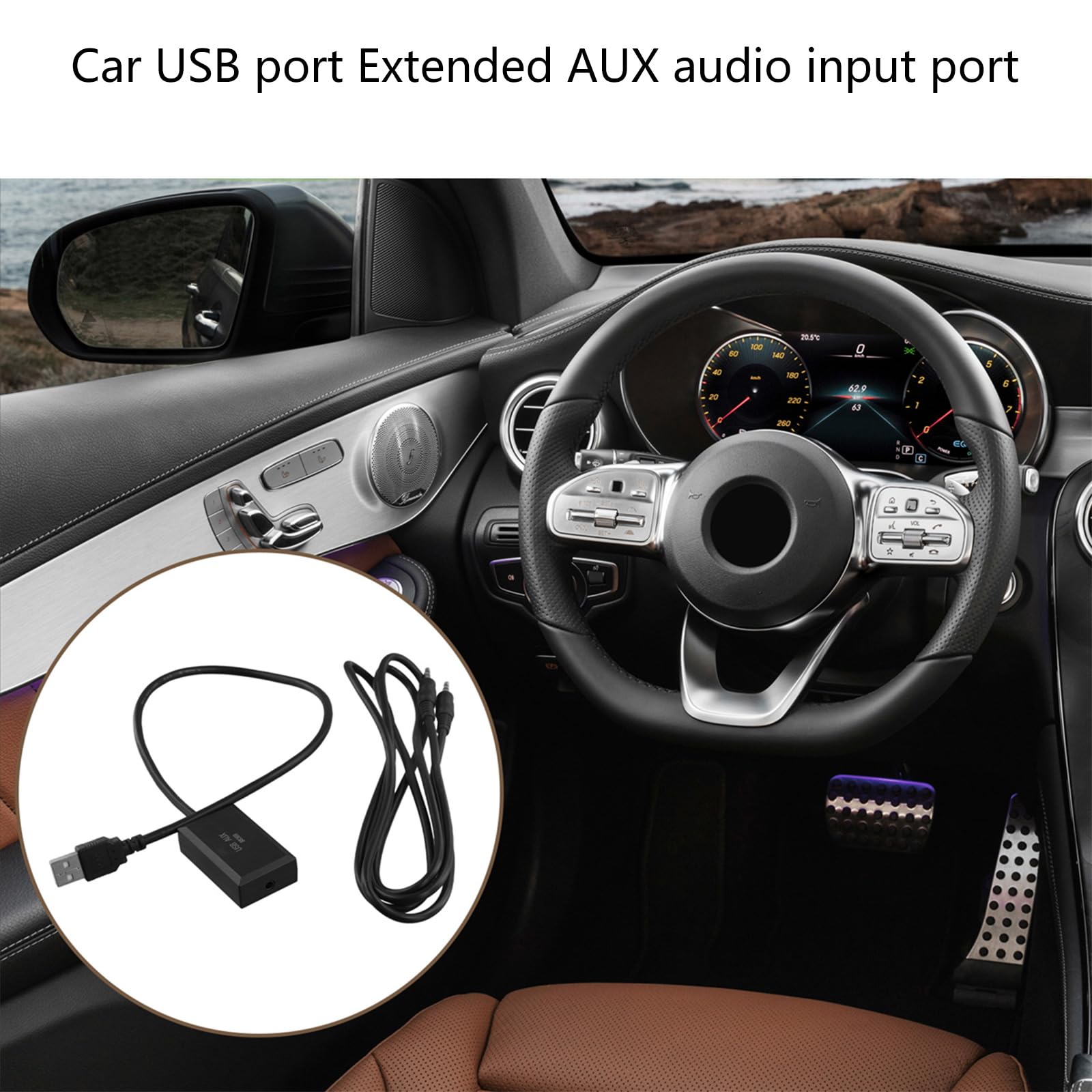 Interfaccia stereo USB da 7 pollici, adattatore di prolunga per migliorare la qualità del suono, senza cuciture