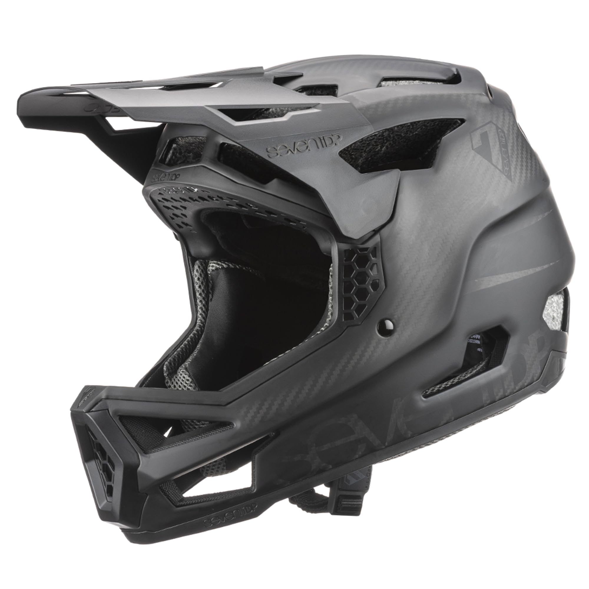 7iDP Project 23 Carbon Full Face Mountain Biking Helmet, Black & Raw Carbon (Large)