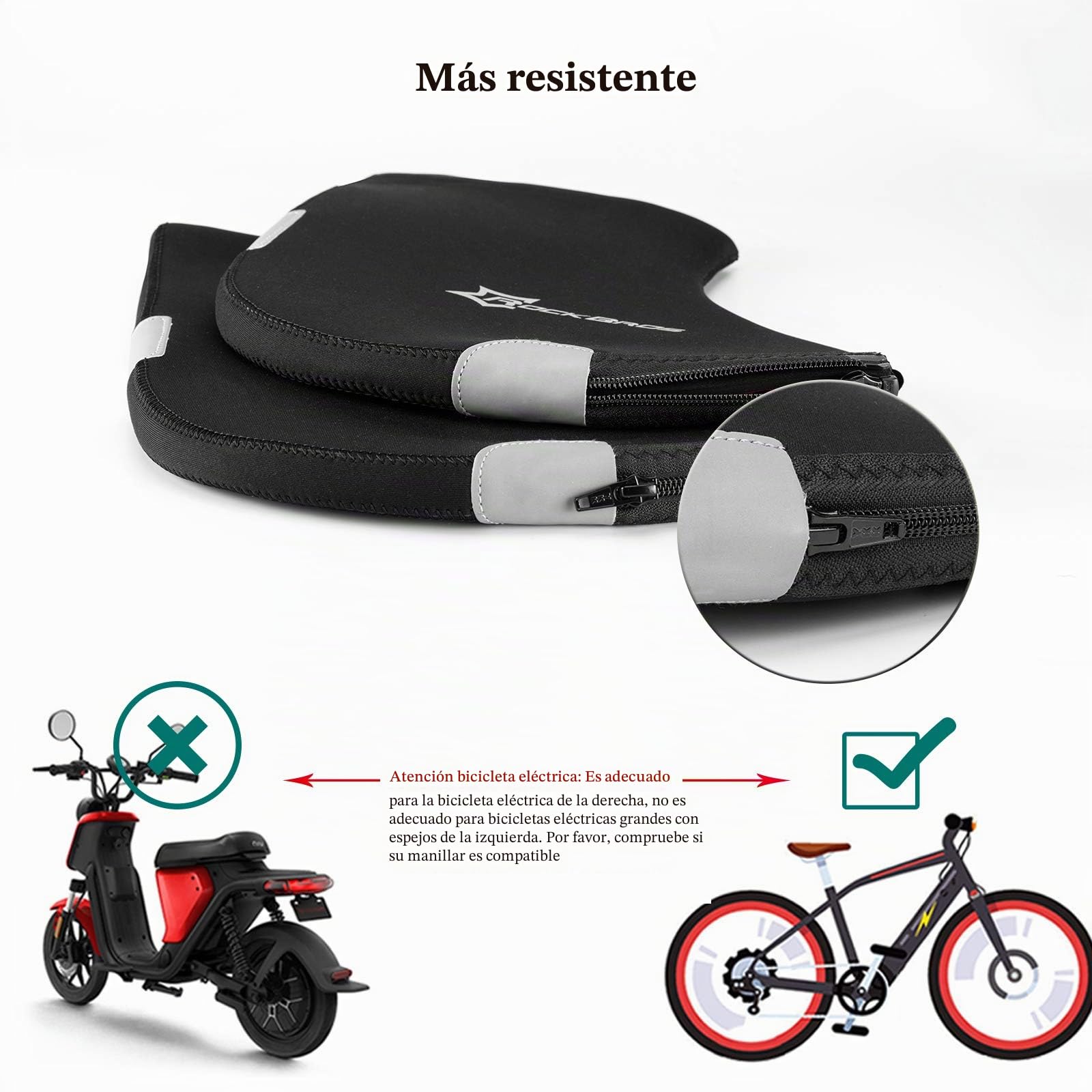 ROCKBROS Manoplas Térmicas Invierno de Bicicleta a Prueba de Viento, Guantes Manillar Impermeables para MTB Bicicleta Eléctrica Scooter