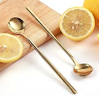 Vista 6 de 4 PCS 6.7 Inches Coffee/ Tea Spoons Long Handle, Gold, Ice Tea, Espresso Stainless Steel Long Spoons for Stirring