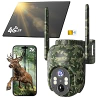 DFGRD 4G LTE Fotocamera con SIM e Pannello Solare, 2K PTZ 360° Telecamera Esterna