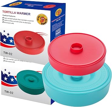 vivicreate 2 pcs pack Tortilla Warmer, Tortilla Servers, Pancake Keeper,tortillas warmer,pancake warmer,tortillero warmer, tortilla warmer microwavable,Microwave Safe, 7inch and 8.5 inch