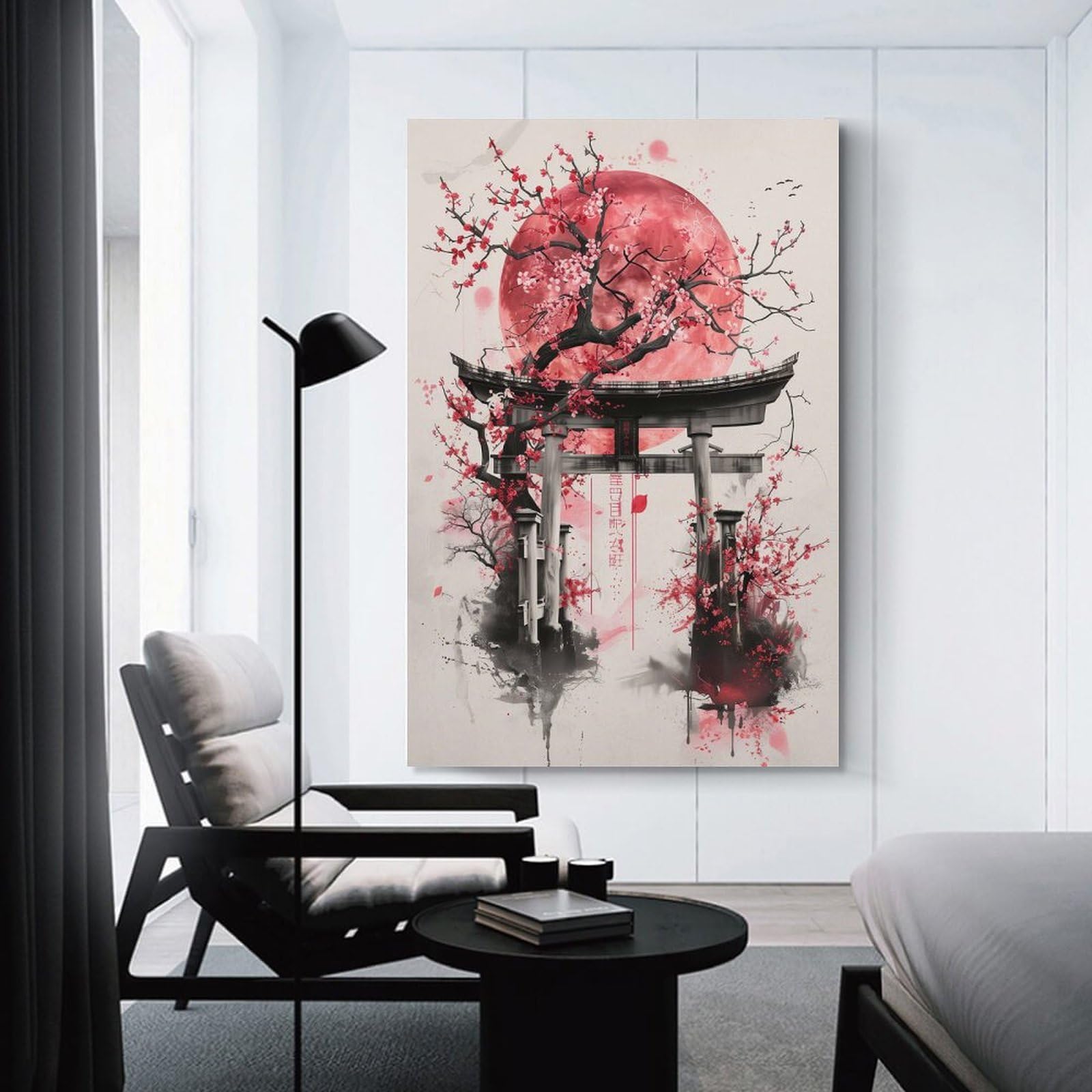 sinyumoney Torii Gate Sakura Canvas Poster for Kids Bedroom Room School Classroom Wall Art Decor 20x30inch(50x75cm)