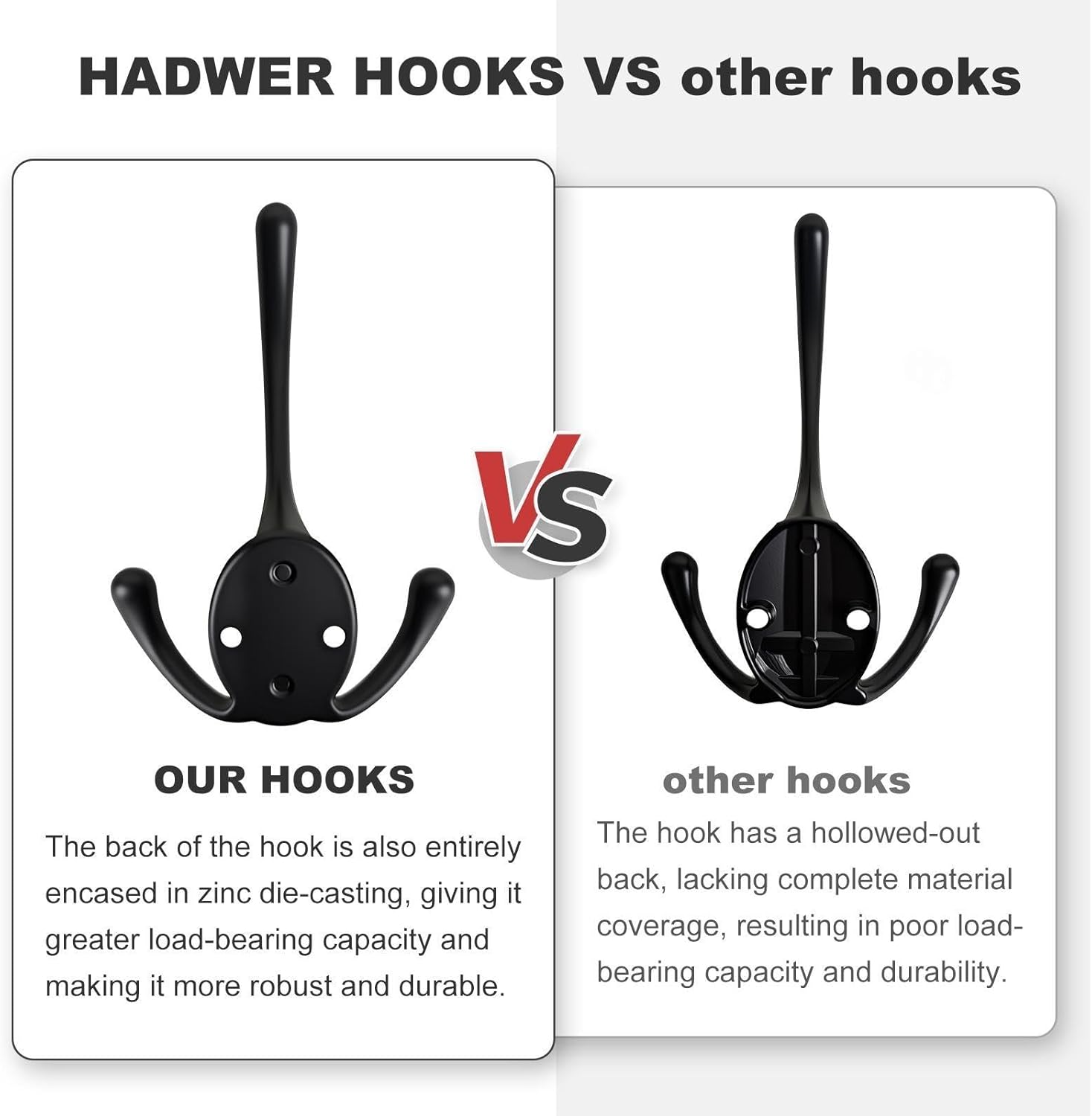 Wall Mounted Coat Hooks 10 Packs Heavy Duty Black Hardware Robe Hooks Decorative for Single Hanging Coats Towel Cubicle Classroom Kitchen Bath Backpack Hat Hook