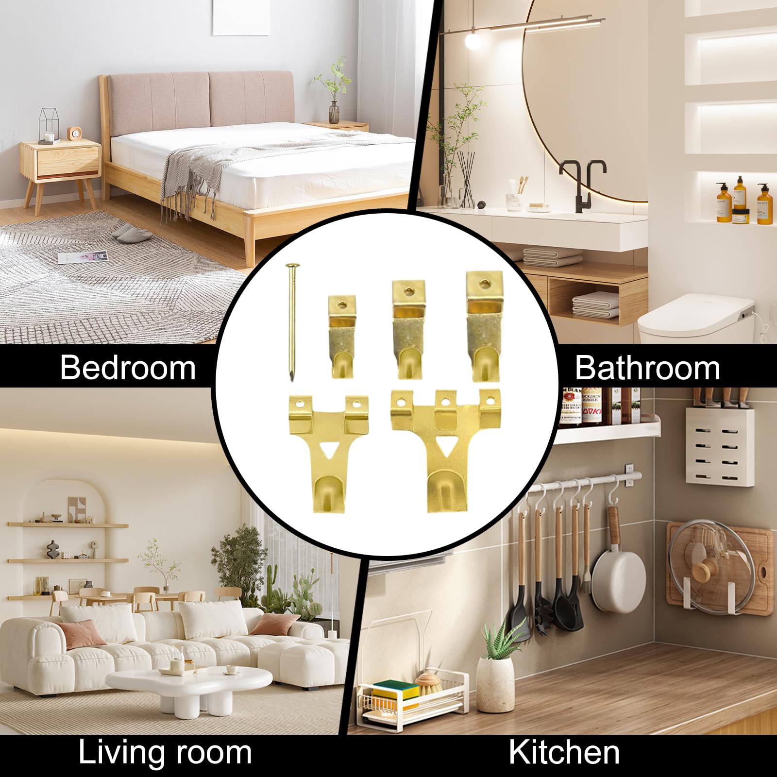 Set di Ganci per Quadri Muro, 130 Pezzi Chiodi Ganci per Quadri Muro, Chiodini per Quadri Muro, per Appendere Foto, Dipinti, Cappelli, Specchi e Altri Oggetti, Ganci Appendi Cartongesso Quadri Ganci
