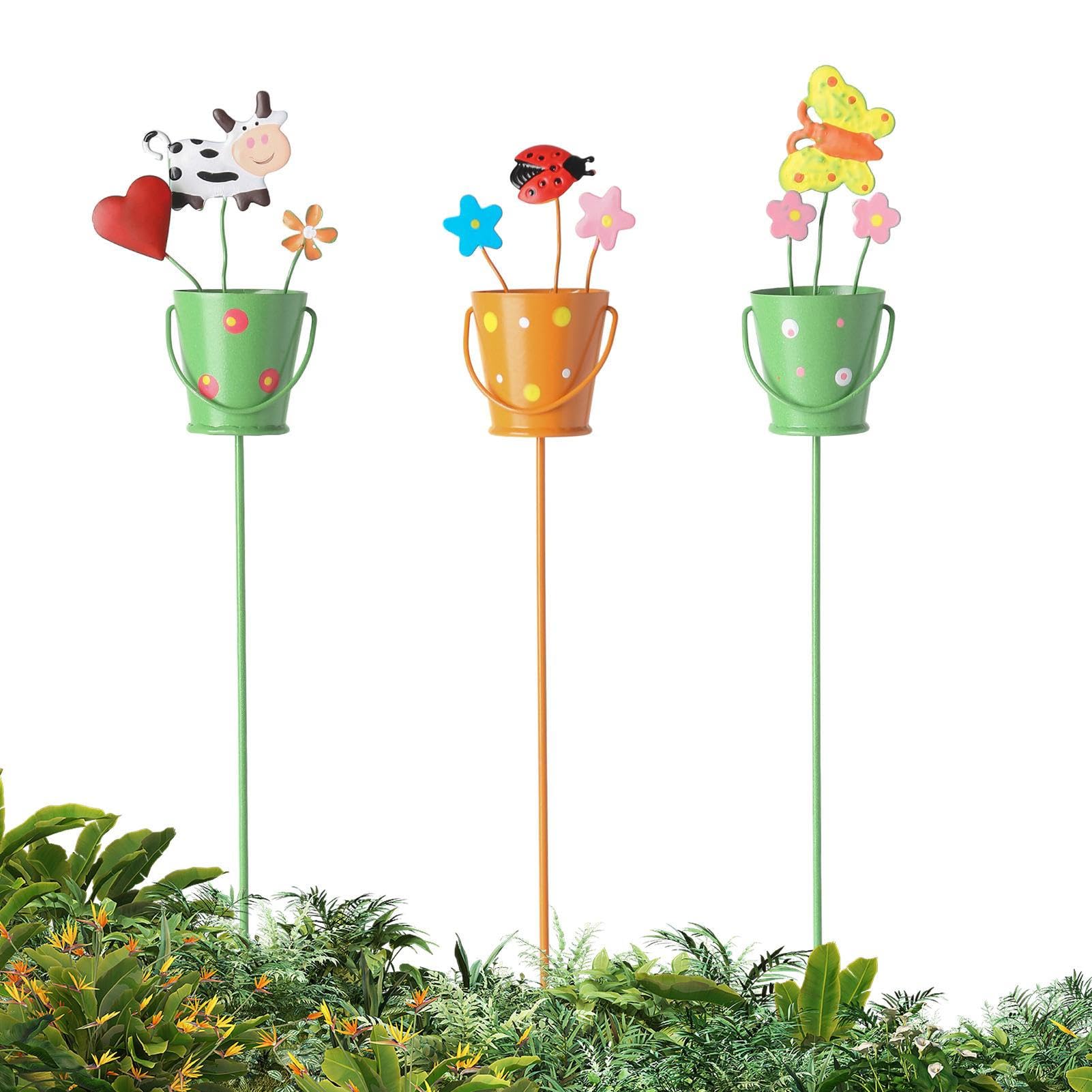 8 Clip Per Piante A Forma Di Libellula: Pali Decorativi Da Giardino In PVC, 24.9cm, 4 Colori (Blu, Rosso, Verde, Giallo) - 5