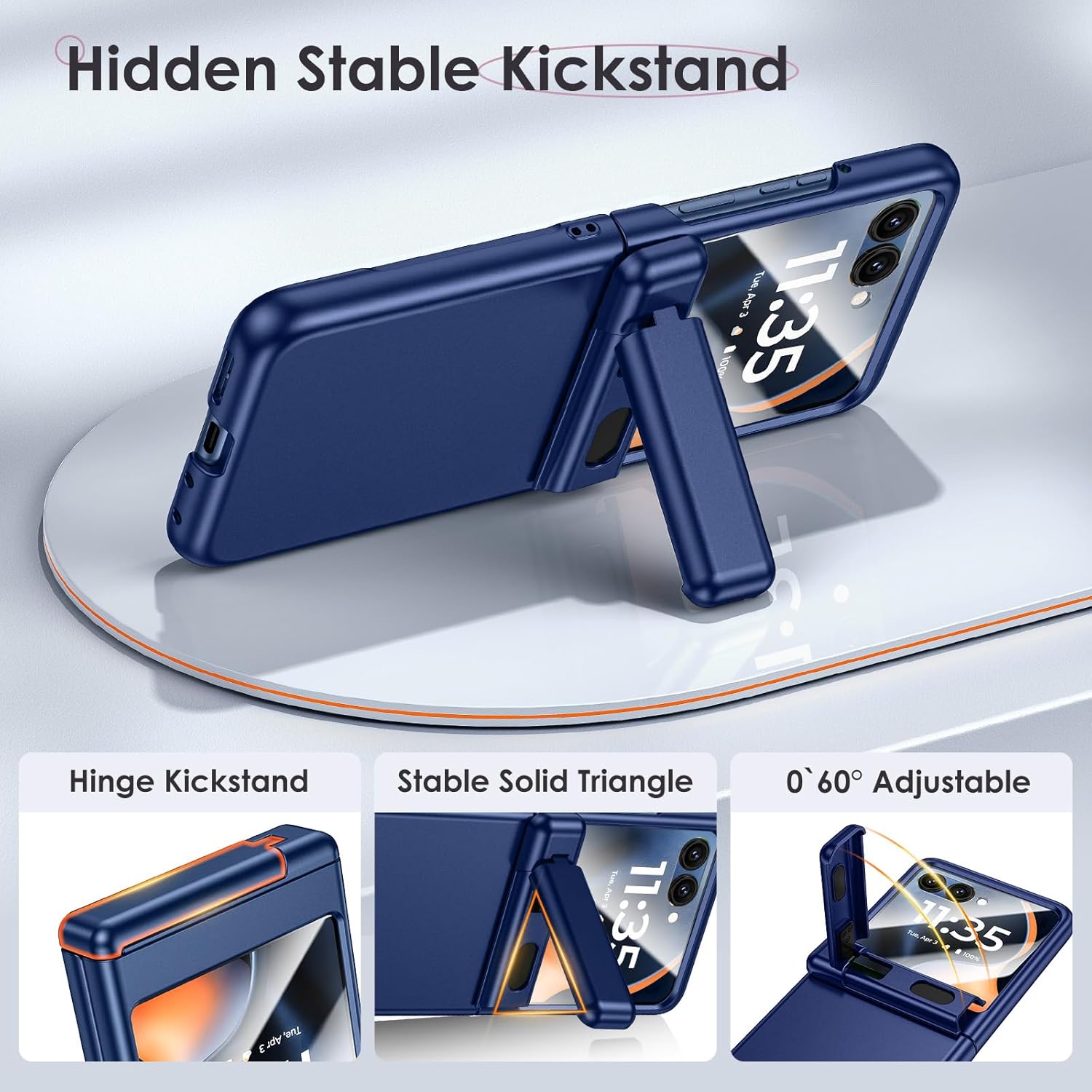 Maxdara for Motorola Razr 2025/2024 Magnetic Case with Kickstand, [Compatible with MagSafe] [Built-in Screen Protector] [Hinge Protection] Phone Cover for Moto Razr 2025/2024, Blue
