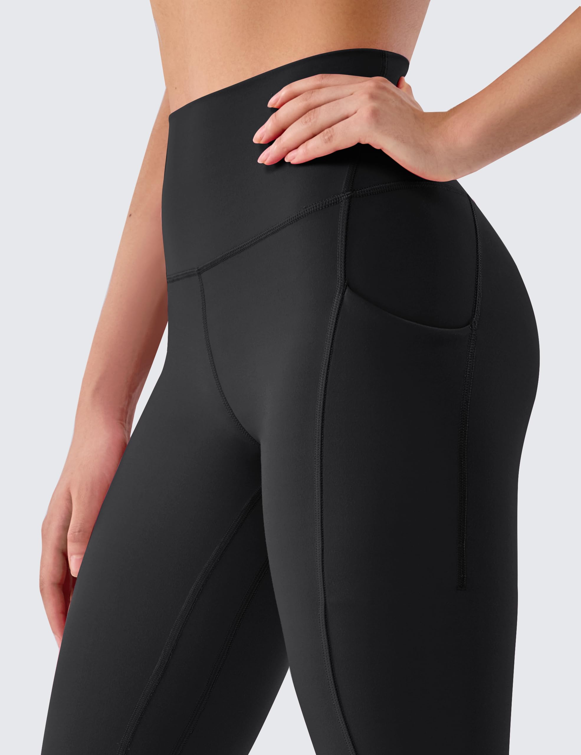 BAYDI Clouduxi - Mallas deportivas para mujer, 64 cm, cintura alta, opacas, pantalones de yoga, pantalones largos con bolsillos
